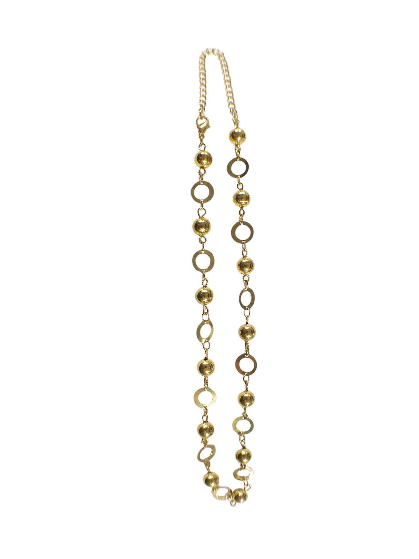 #6429 Vintage Necklace Gold Tone Ball Chain Link