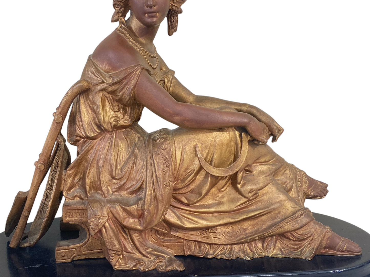 #6438 Vintage French Victorian White Metal Sculpture Of Ceres Agricultural Goddess SignedD.Marie