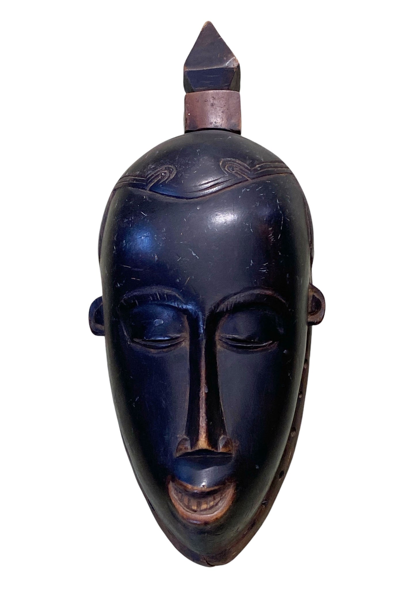 #1801 Superb Old African Baule Portrait Mask Cote D'ivoire 17" H