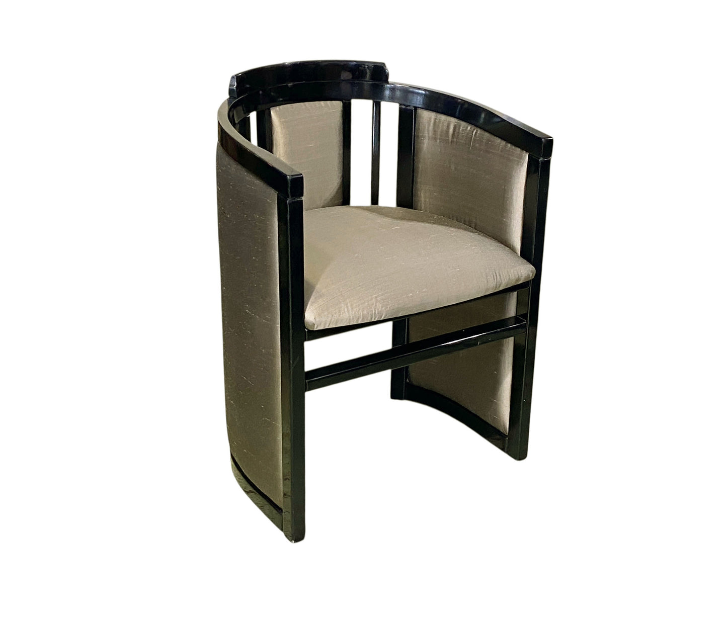 #6737 Mid Century French Art Deco Black Lacquer Wood Chair