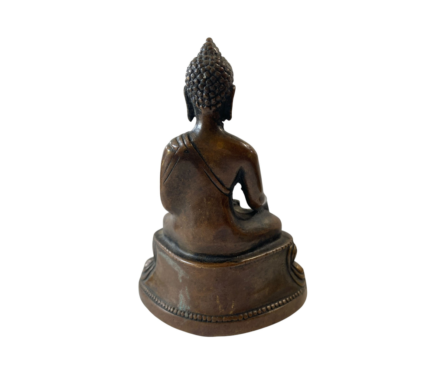 #685 Vintage Bronze Seating Touching Buddha 4" H