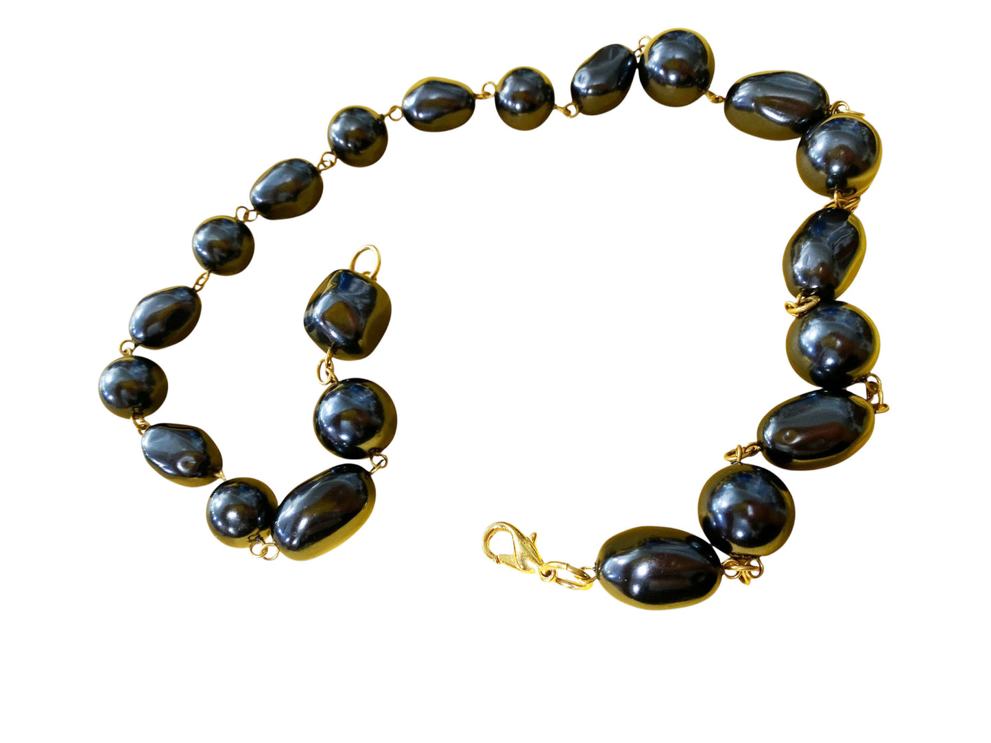 #17 Vintage 90's Faux Tahitian Black Pearl Choker Necklace. Size 18 in