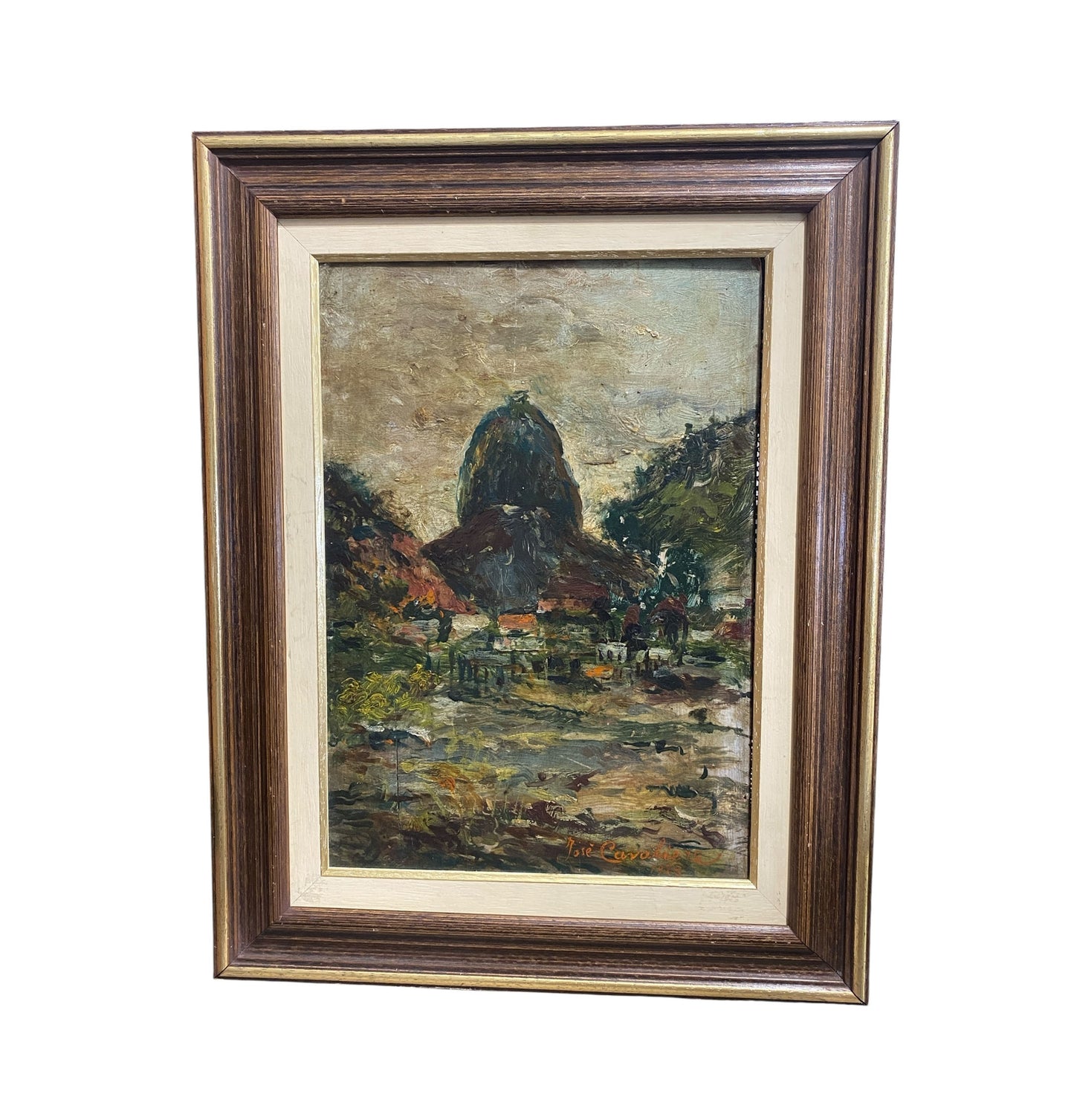 #7293 Oil On Wood Painting by the Brazilian Artist Jose Cavaliere dated 1928