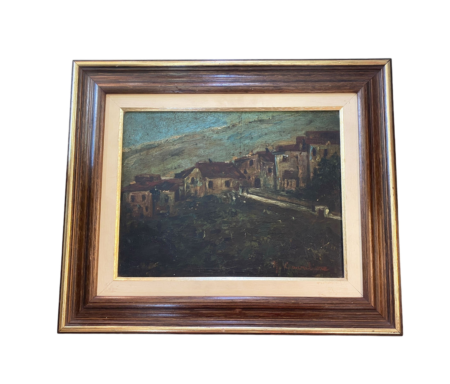 #7296 Old Oil On Wood Painting by the Brazilian Artist Jose Cavaliere