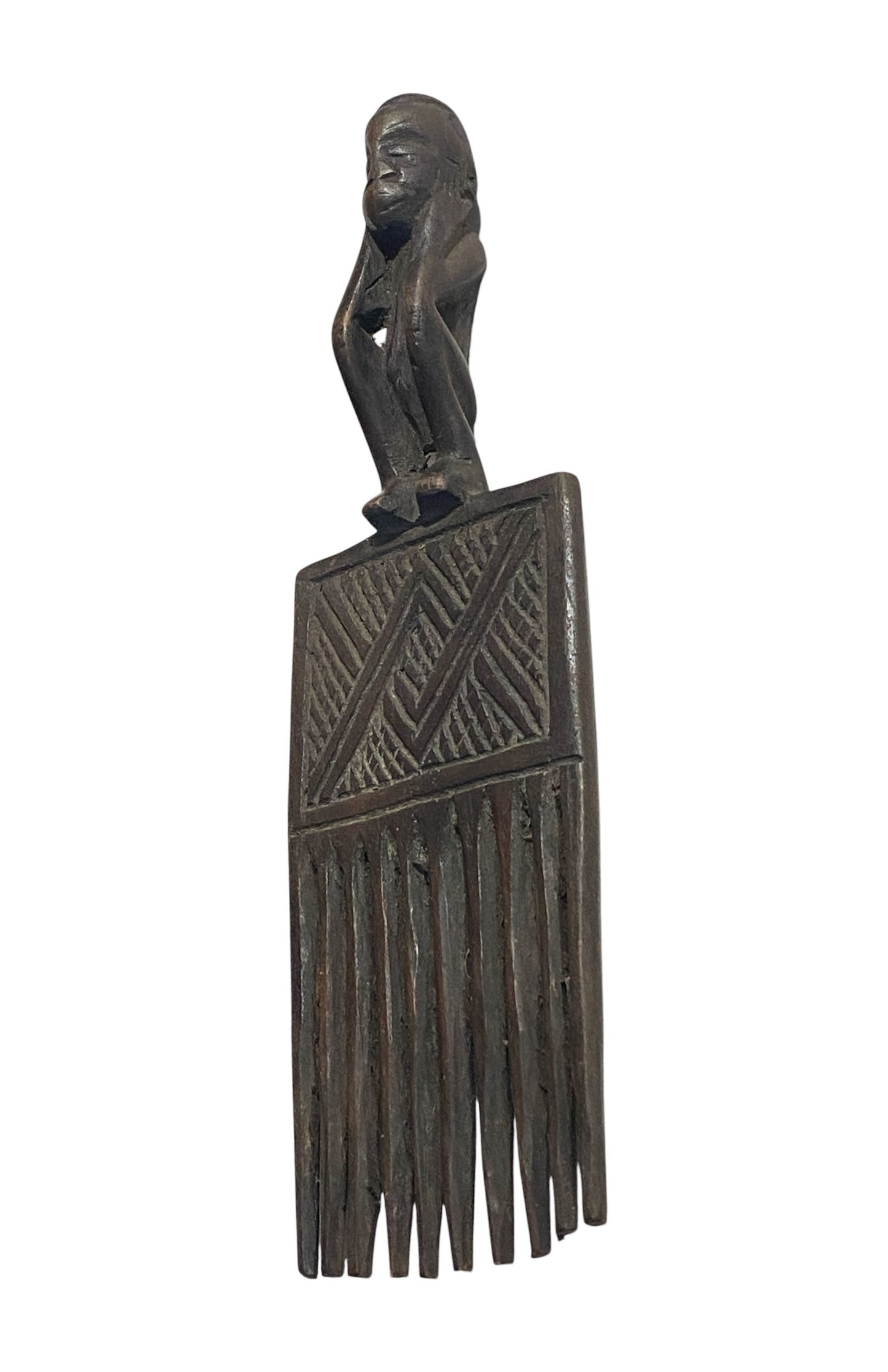 #1123Hemba Wedding Comb w/ Seating Figure Congo 8.5