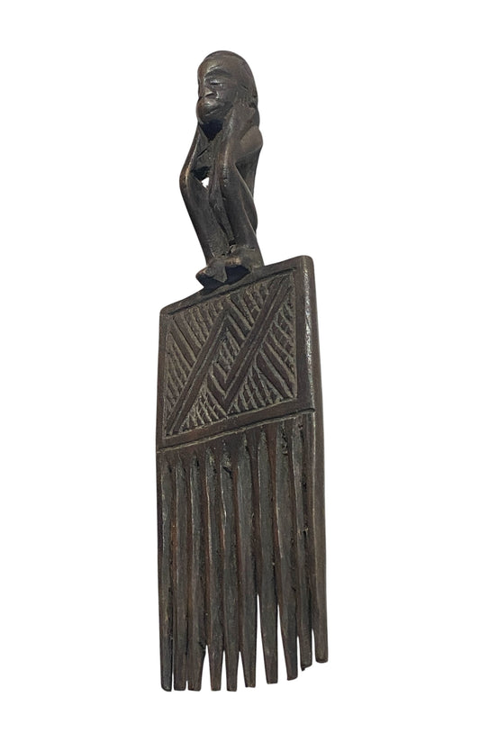 #1123Hemba Wedding Comb w/ Seating Figure Congo 8.5