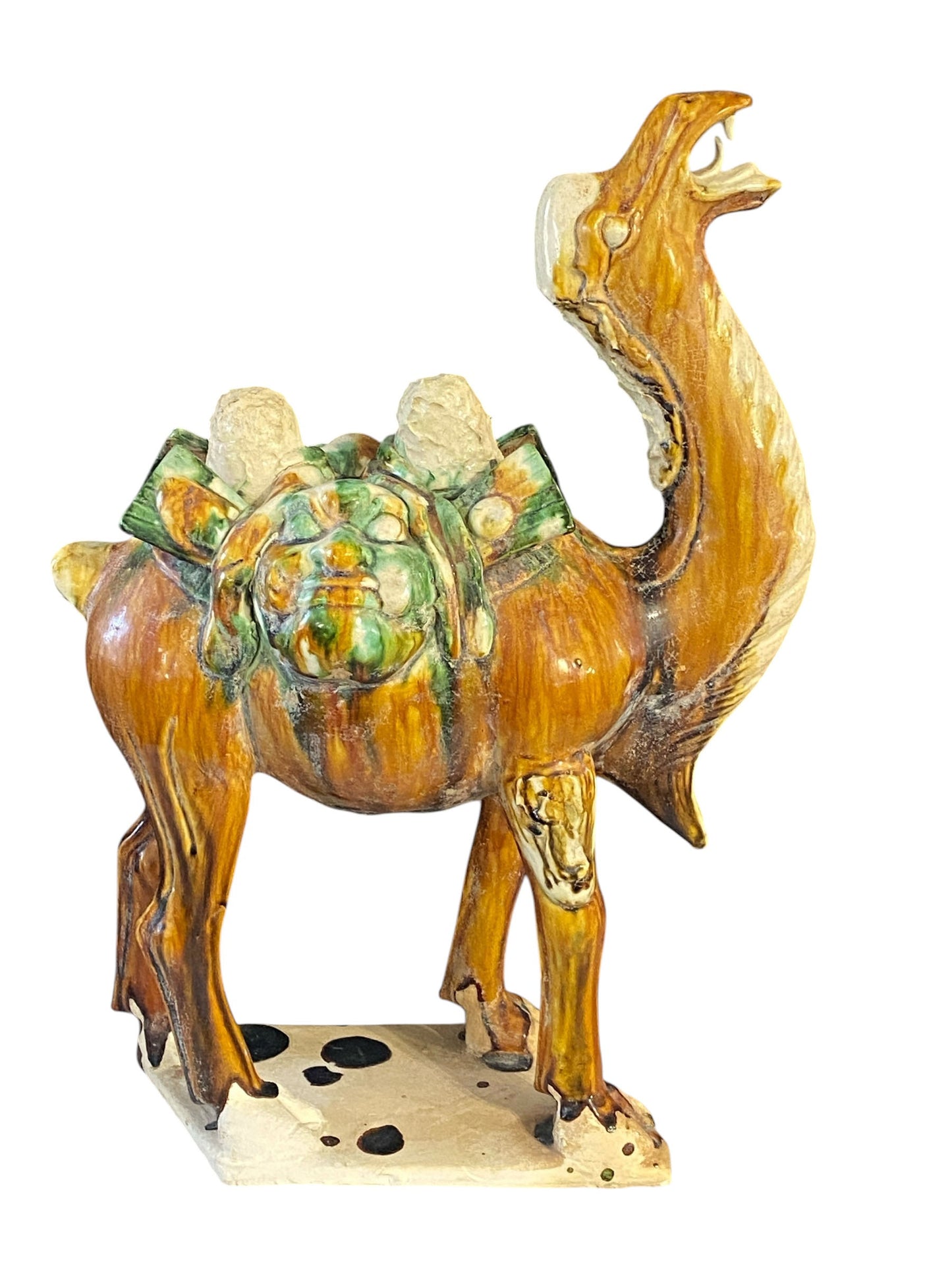 #2389  Chinese Tang-Style Sancai Terra cotta Camel 18" H