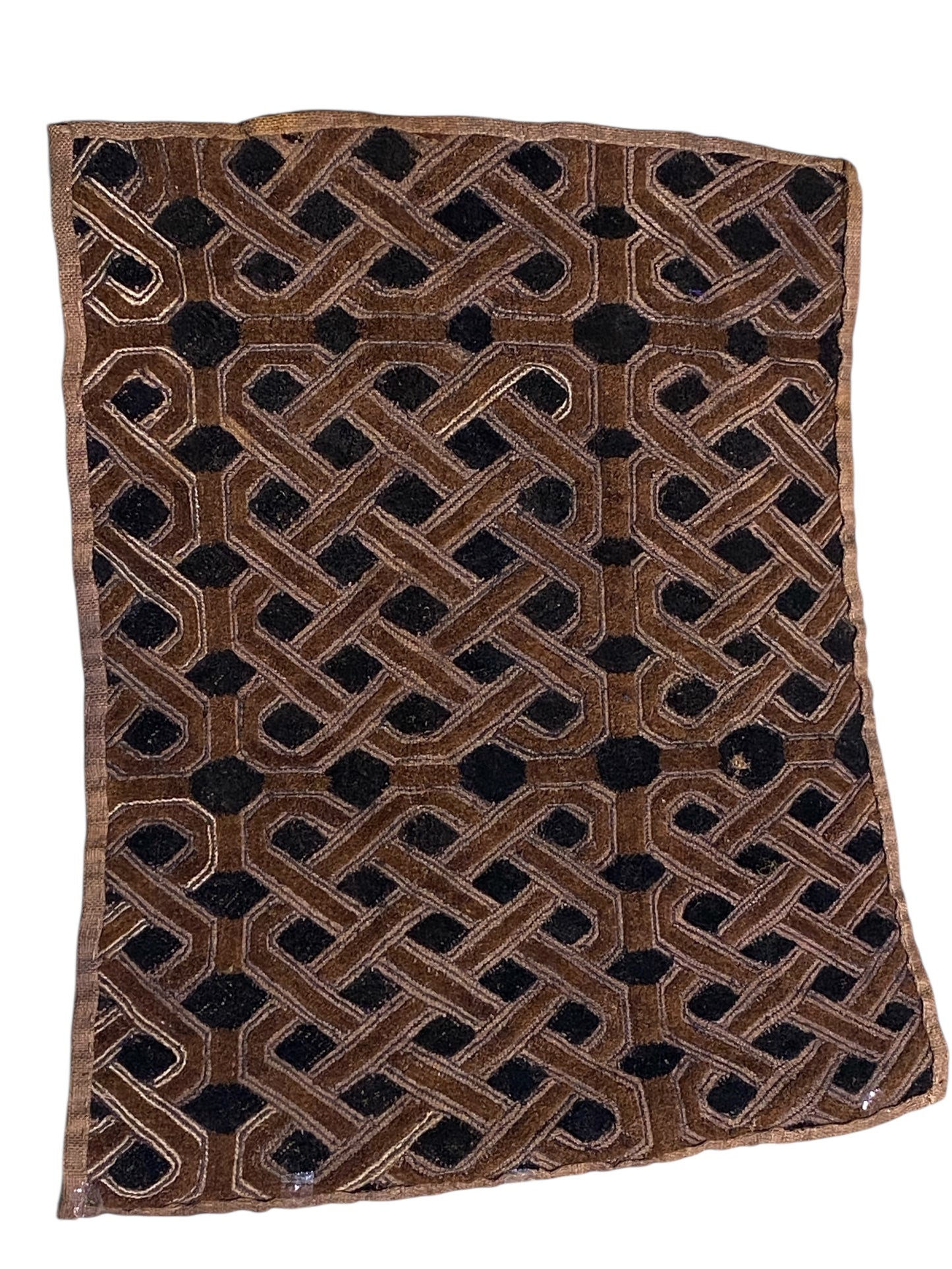 #2039 Superb African Kuba Kasai Velvet Raffia Textile Zaire 24.5 by 18.5"