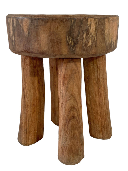 #7135 African Vintage Carved Wood Milk Stool Hehe Gogo People Tanzania 11.5" H
