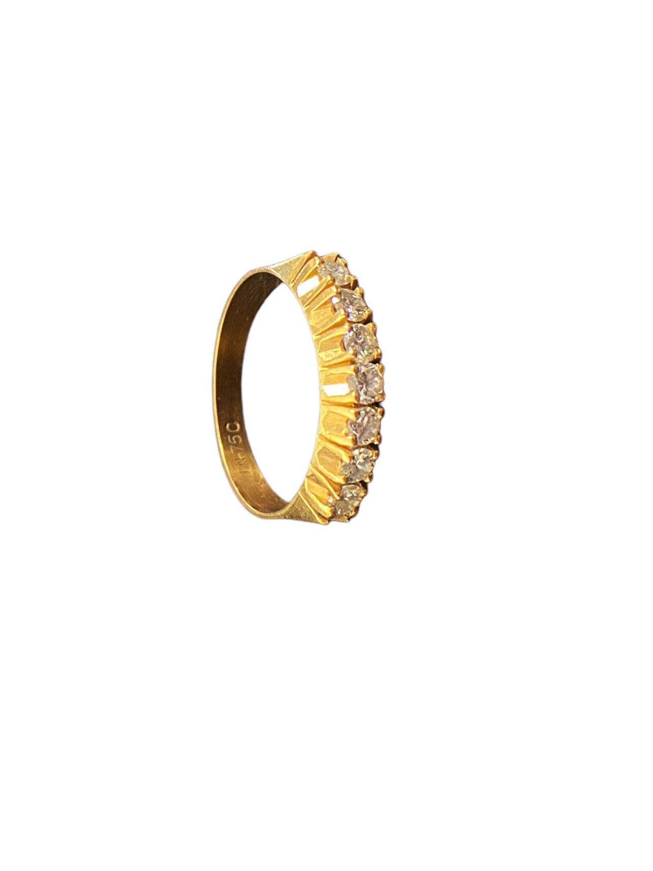 #4876 1950 18K Yellow Gold & Diamond Half Hoop Eternity Band size 5