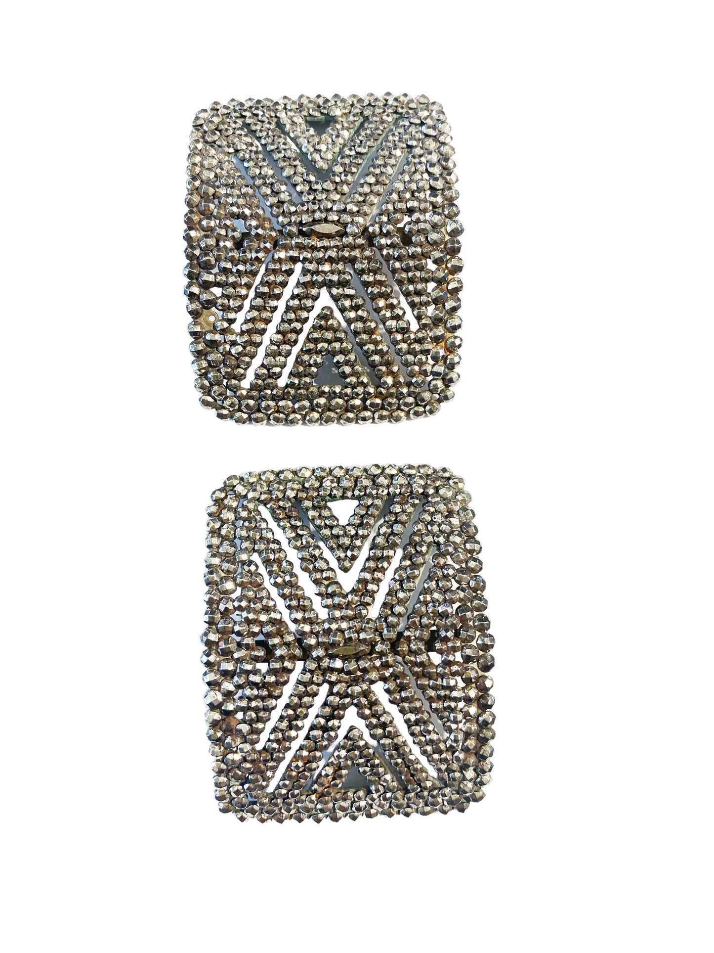 #5925 Antique 1905 French Steel Cut Shoe Buckles