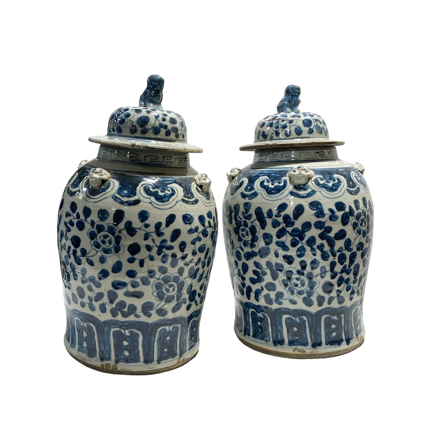 #7248 Chinoiserie Blue and White Porcelain Ginger Jars -Pair 19" H
