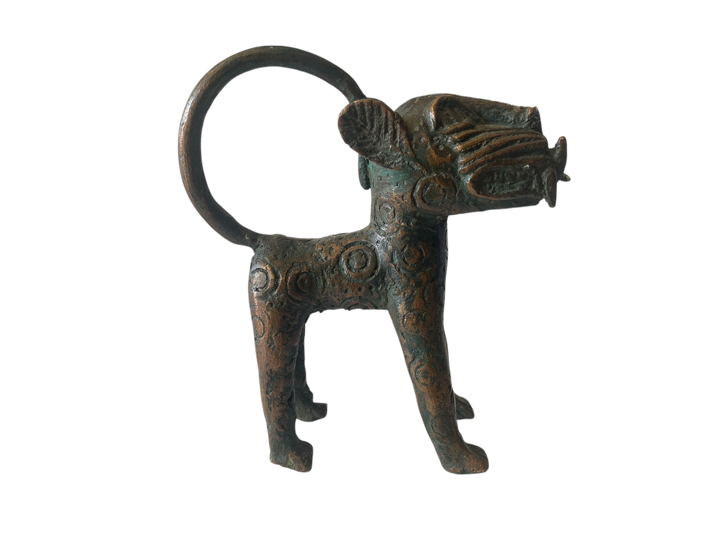 #3295Superb Benin Leopard Bronze Nigeria African 5.5" H