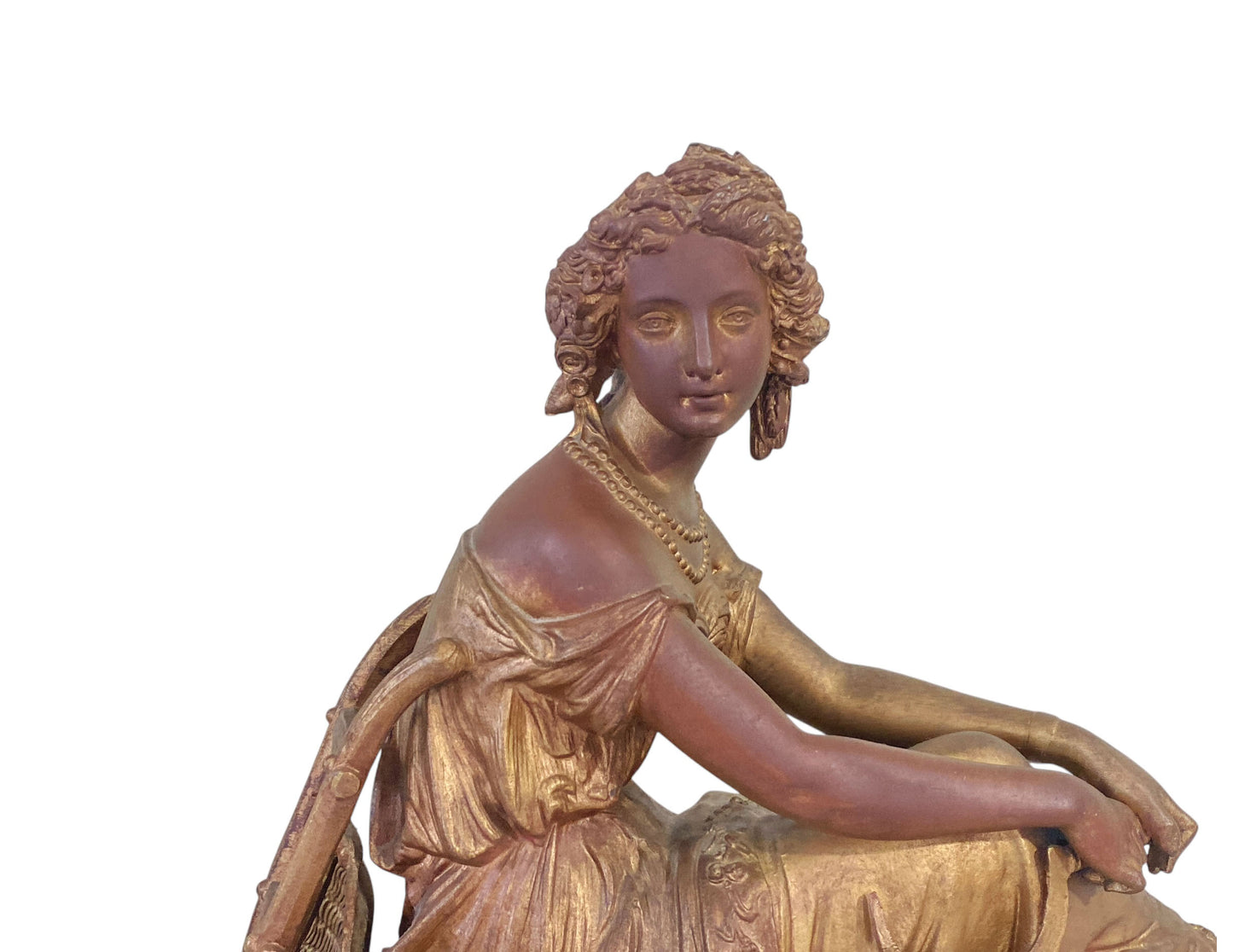 #6438 Vintage French Victorian White Metal Sculpture Of Ceres Agricultural Goddess SignedD.Marie