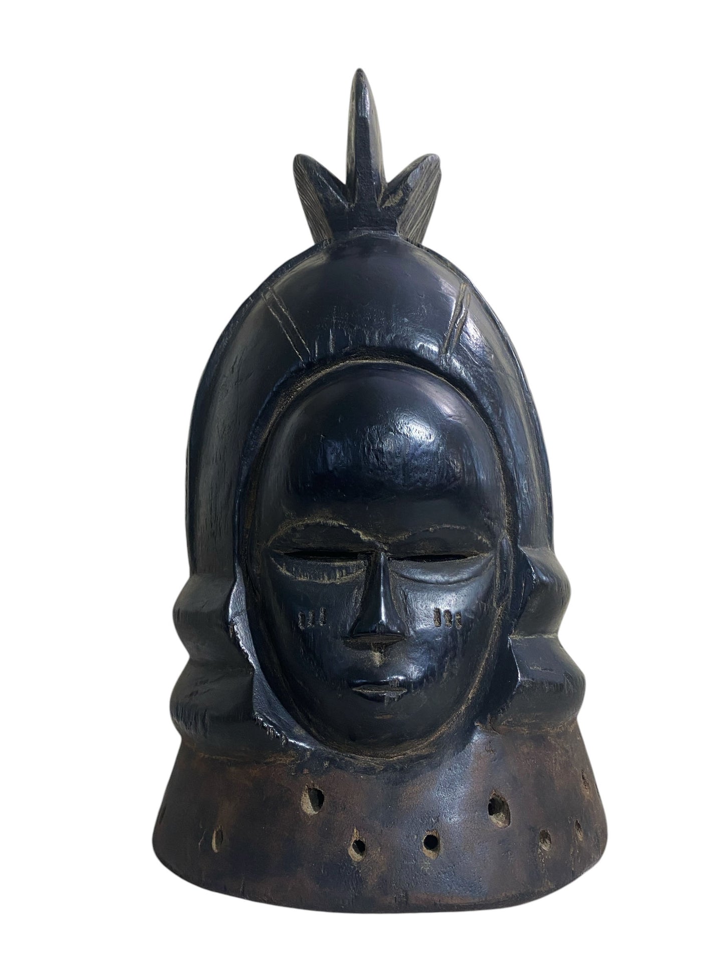 #6569 Mende Helmet Mask Sowei Sande Society Liberia 18.5" H