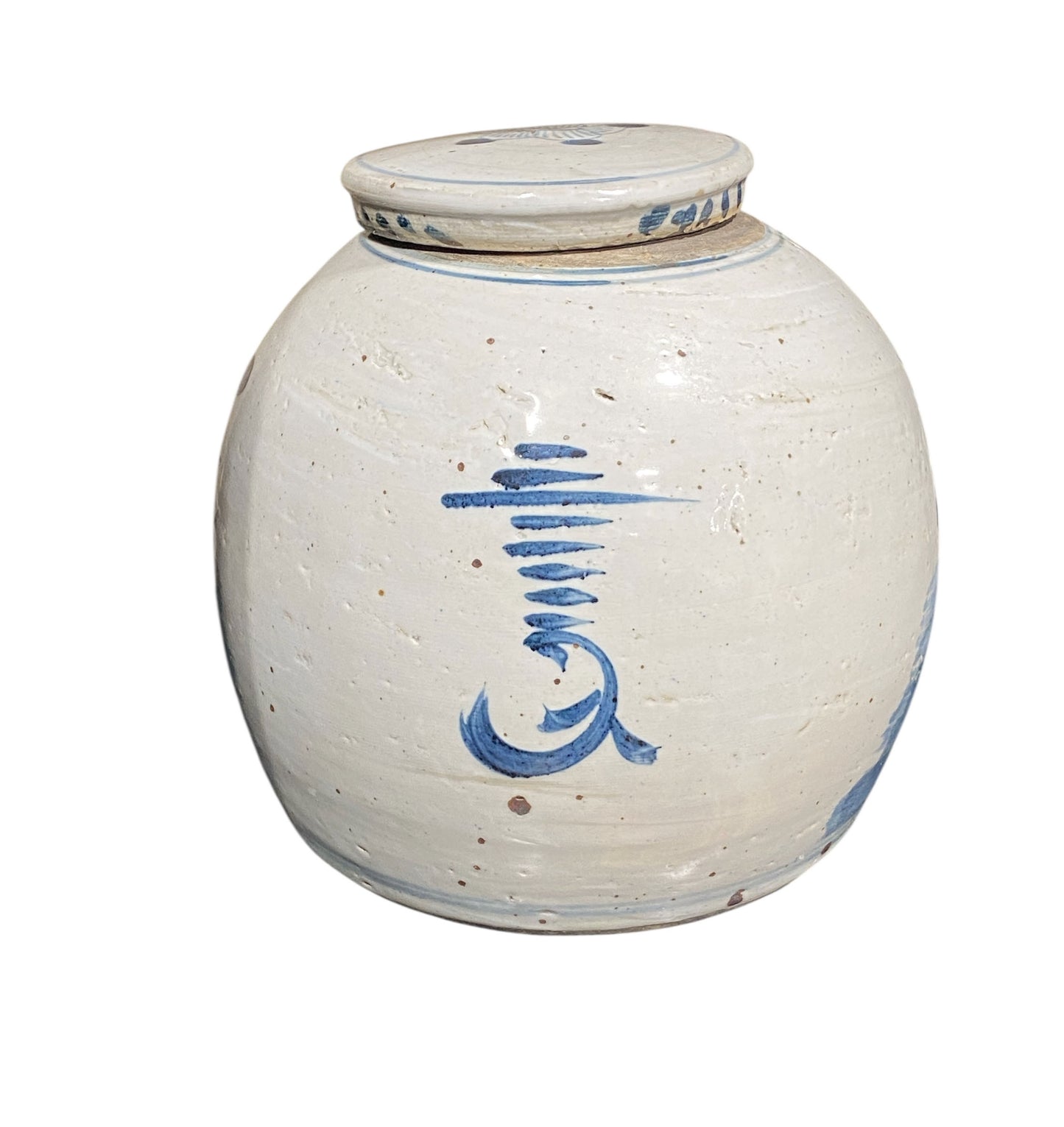 #7244 Chinoiserie Blue & White Porcelain Ginger Jar 10" H