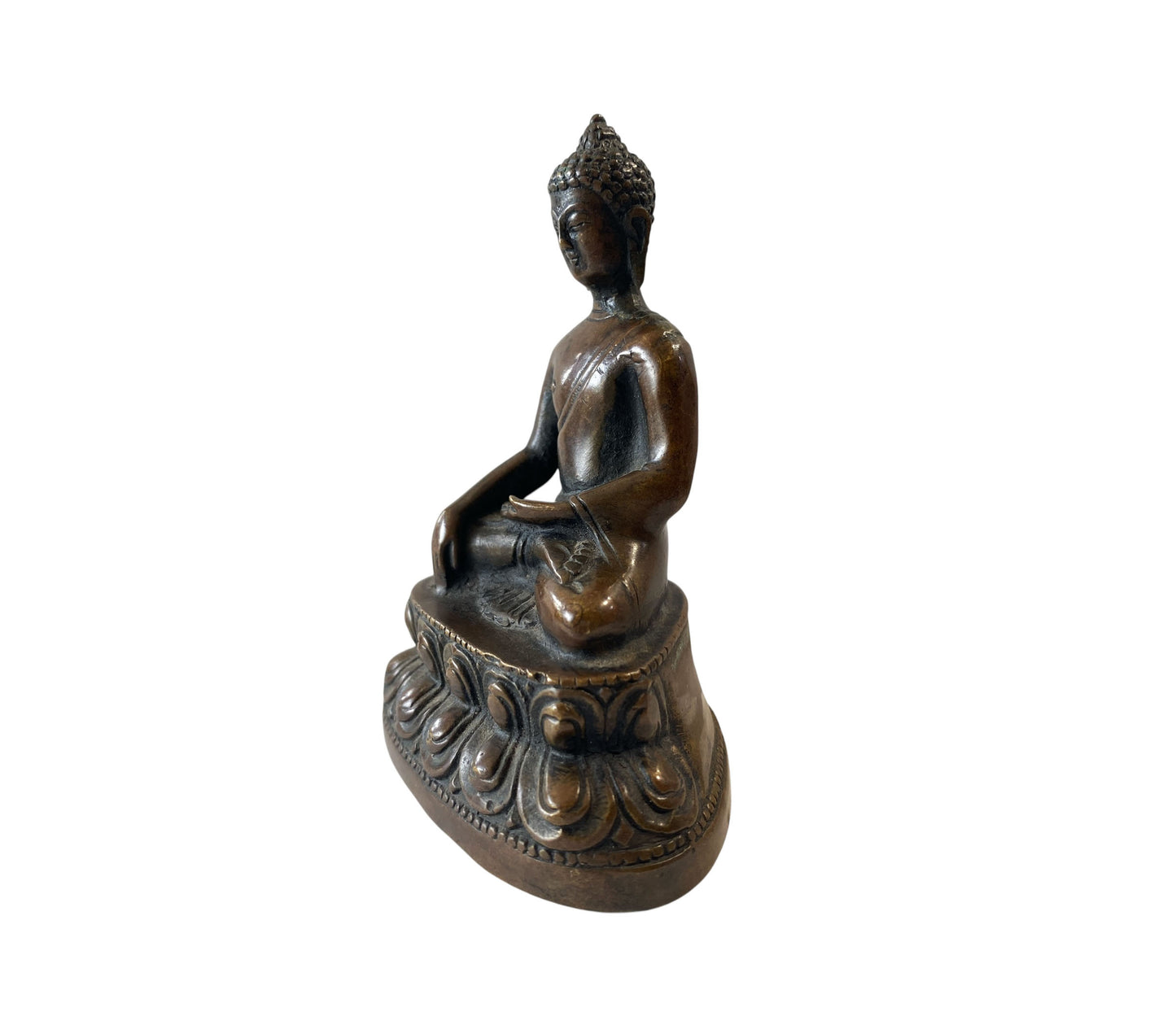 #685 Vintage Bronze Seating Touching Buddha 4" H