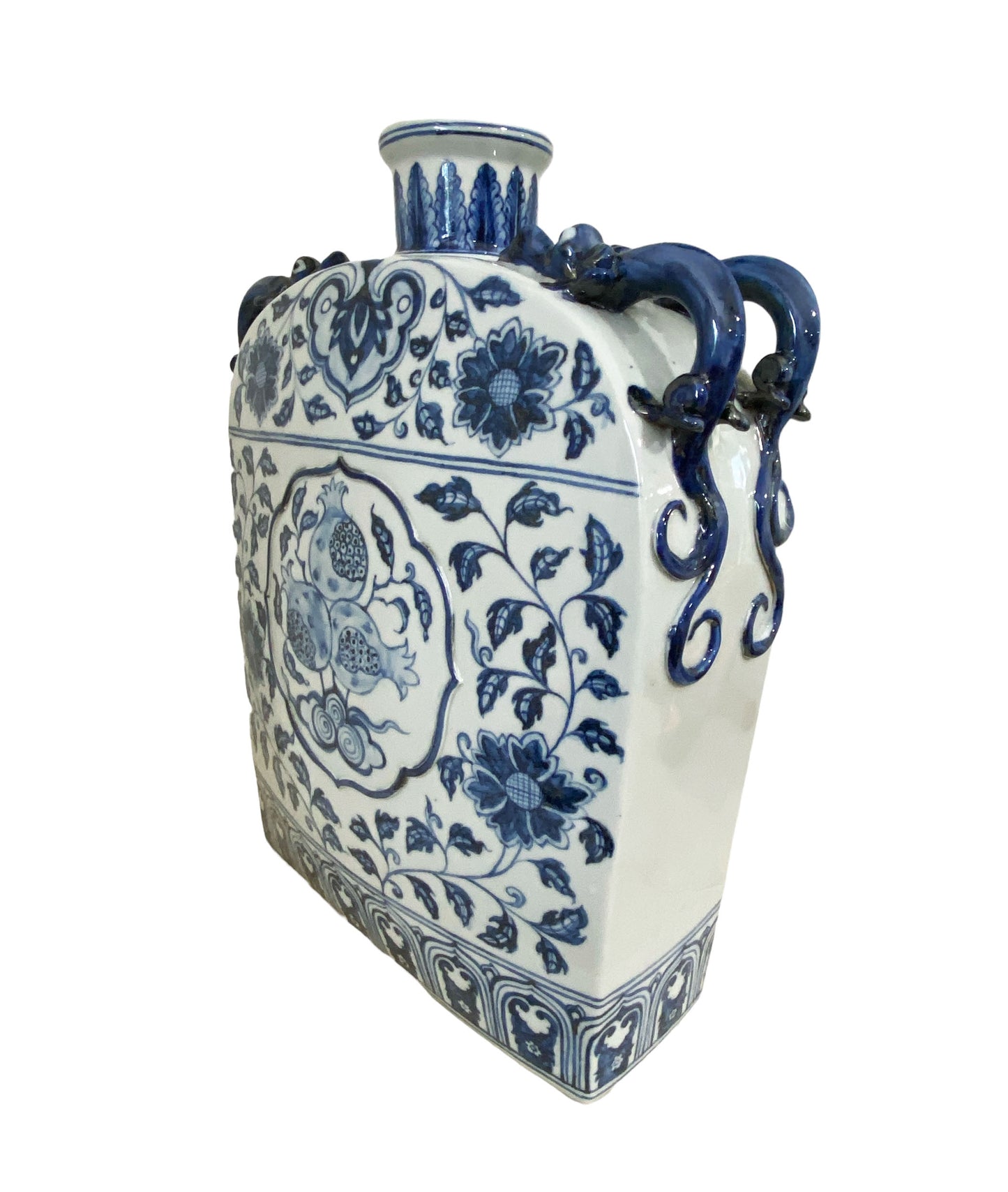 # 7261 Chinoiserie B&W Flask W/ Islamic Characters (Bismillahir Rahmanir Raheem )18"H