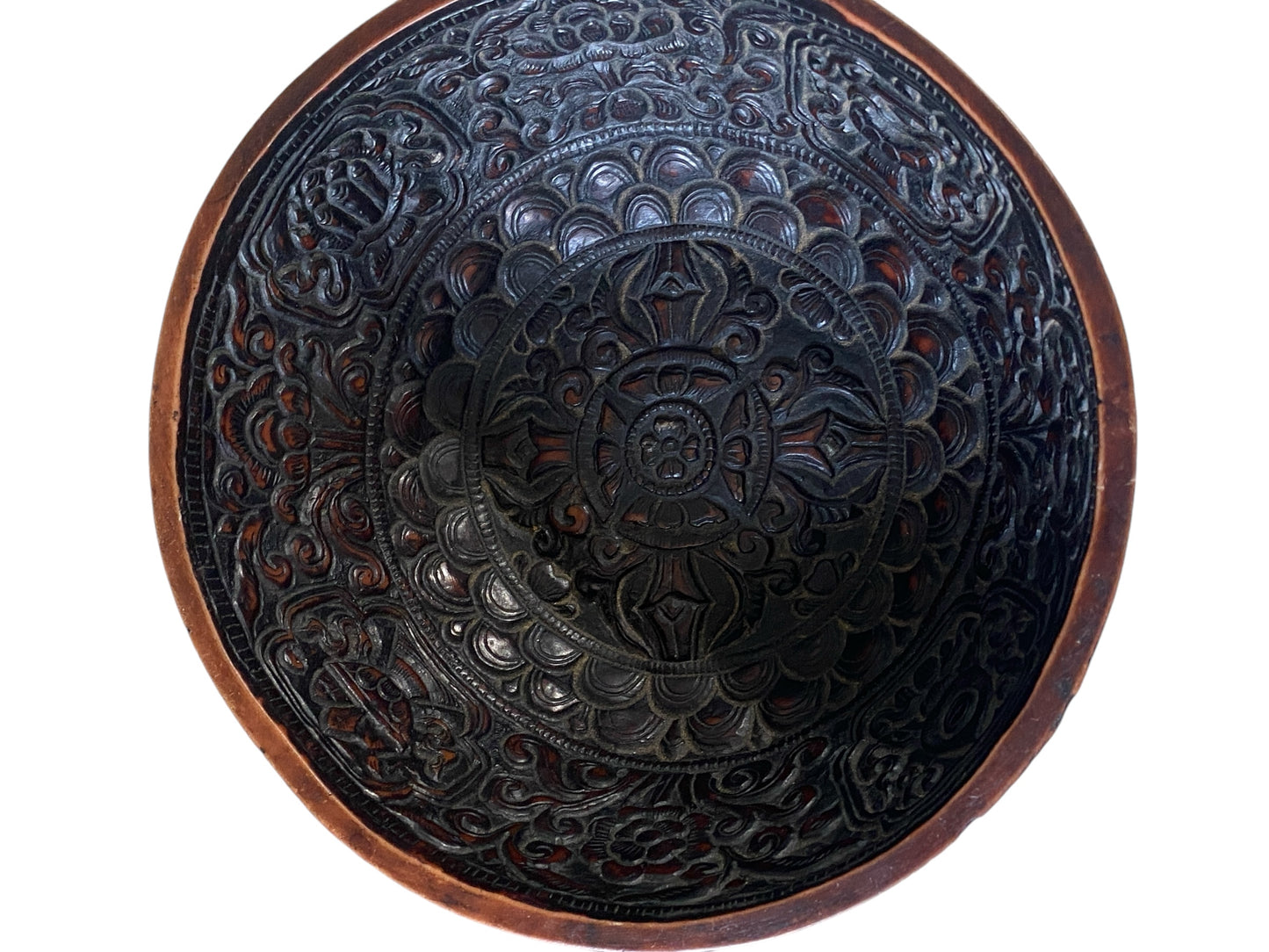 #6228 Pair of Vintage Himalayan Resin Phuru Offering Bowls. 6" Diameter