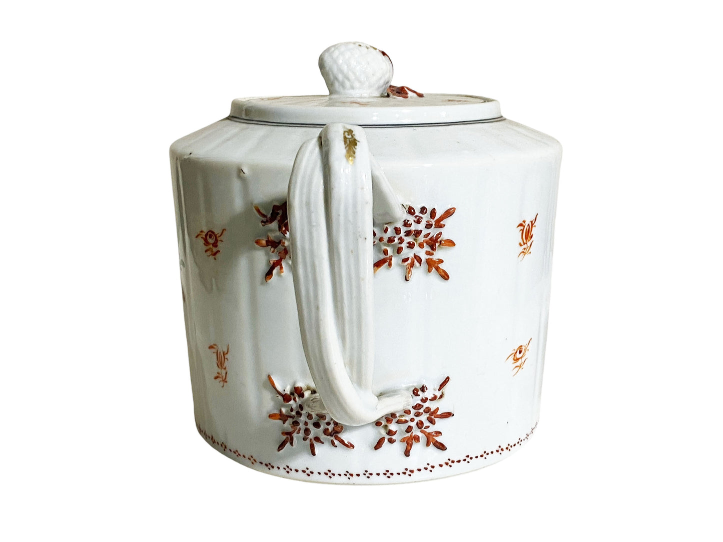#5619 Lovely Chinese Export Porcelain Tea Pot Hand Painted Delicate Flowers c1800