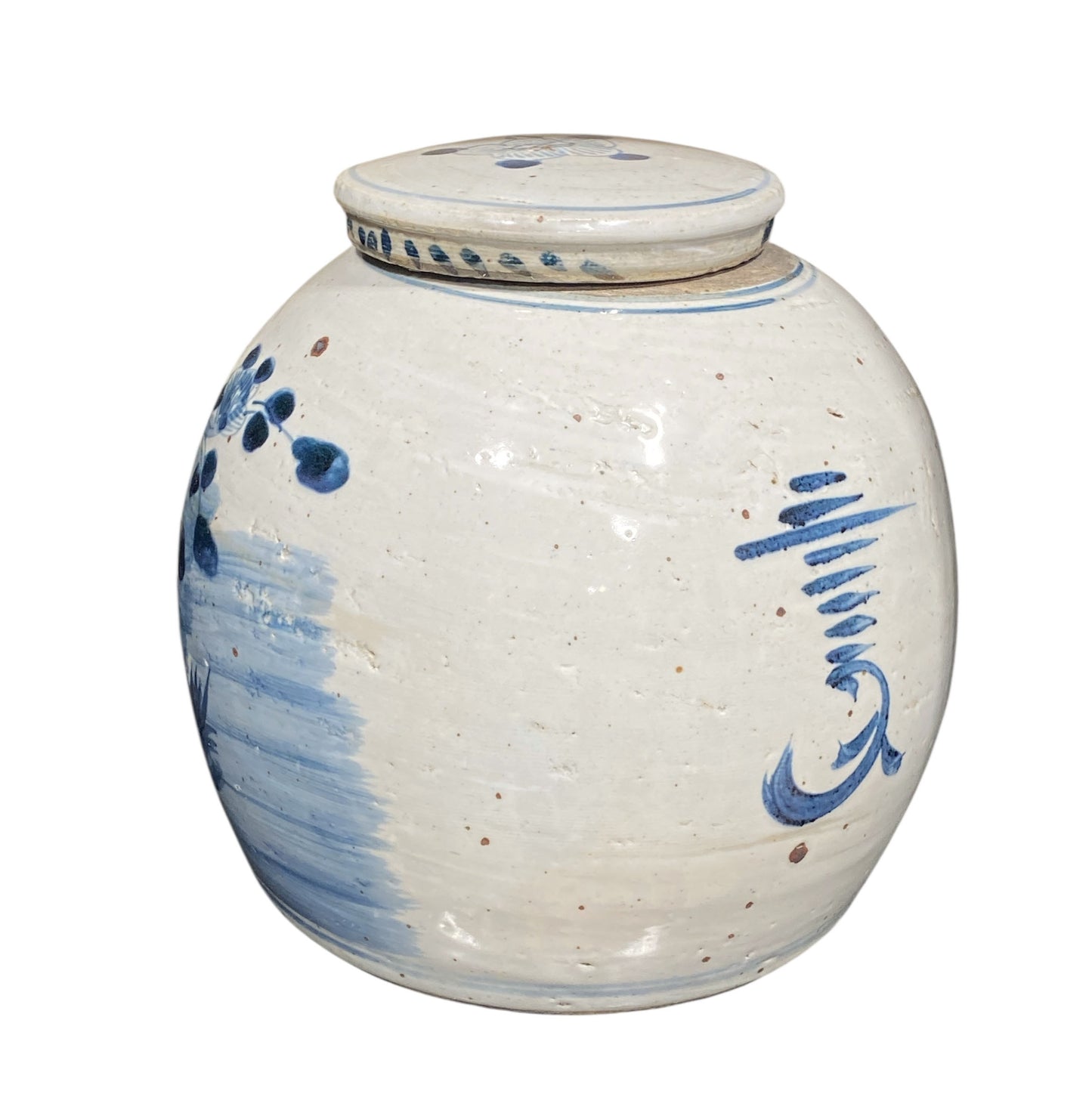 #7244 Chinoiserie Blue & White Porcelain Ginger Jar 10" H