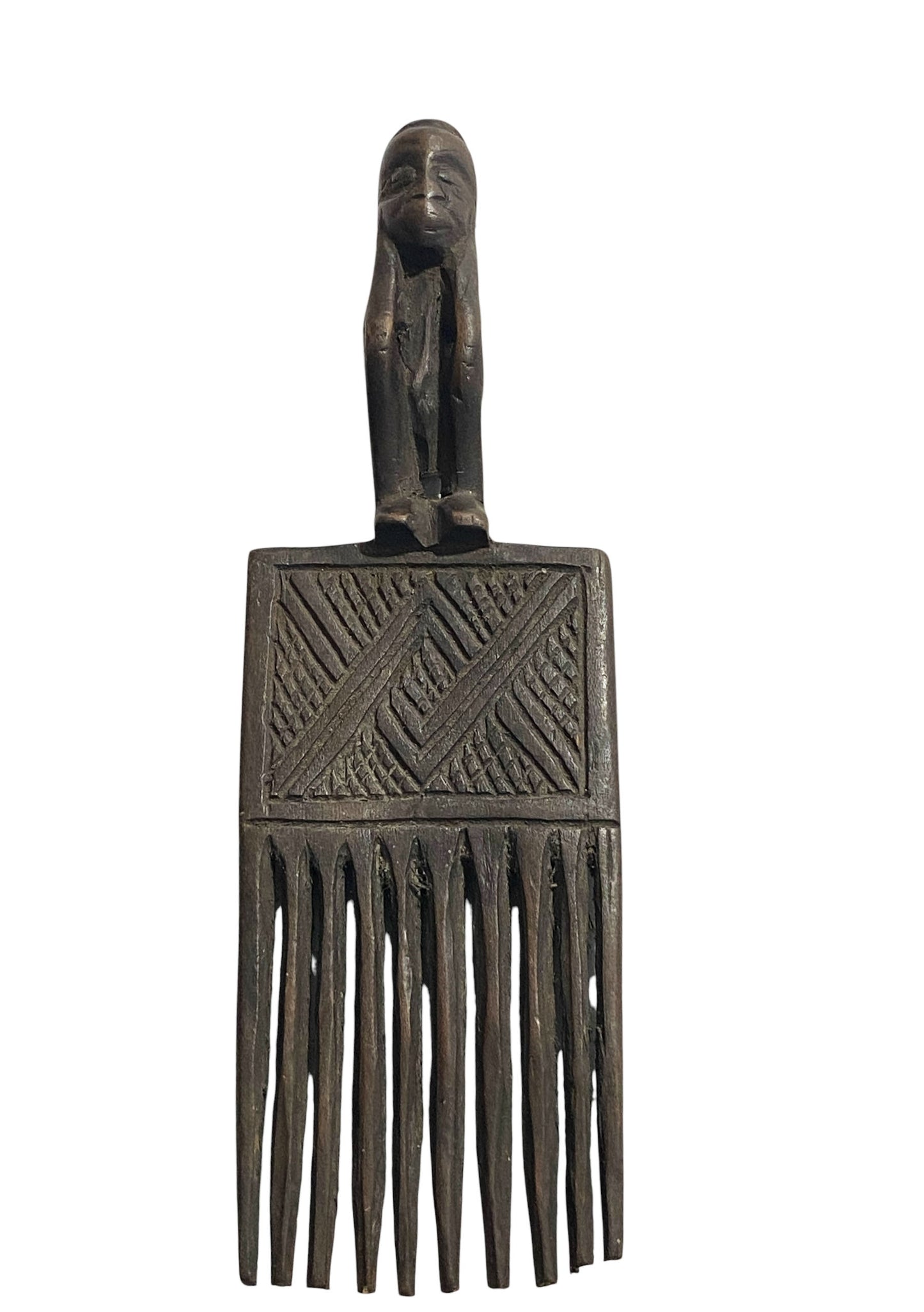 #1123Hemba Wedding Comb w/ Seating Figure Congo 8.5