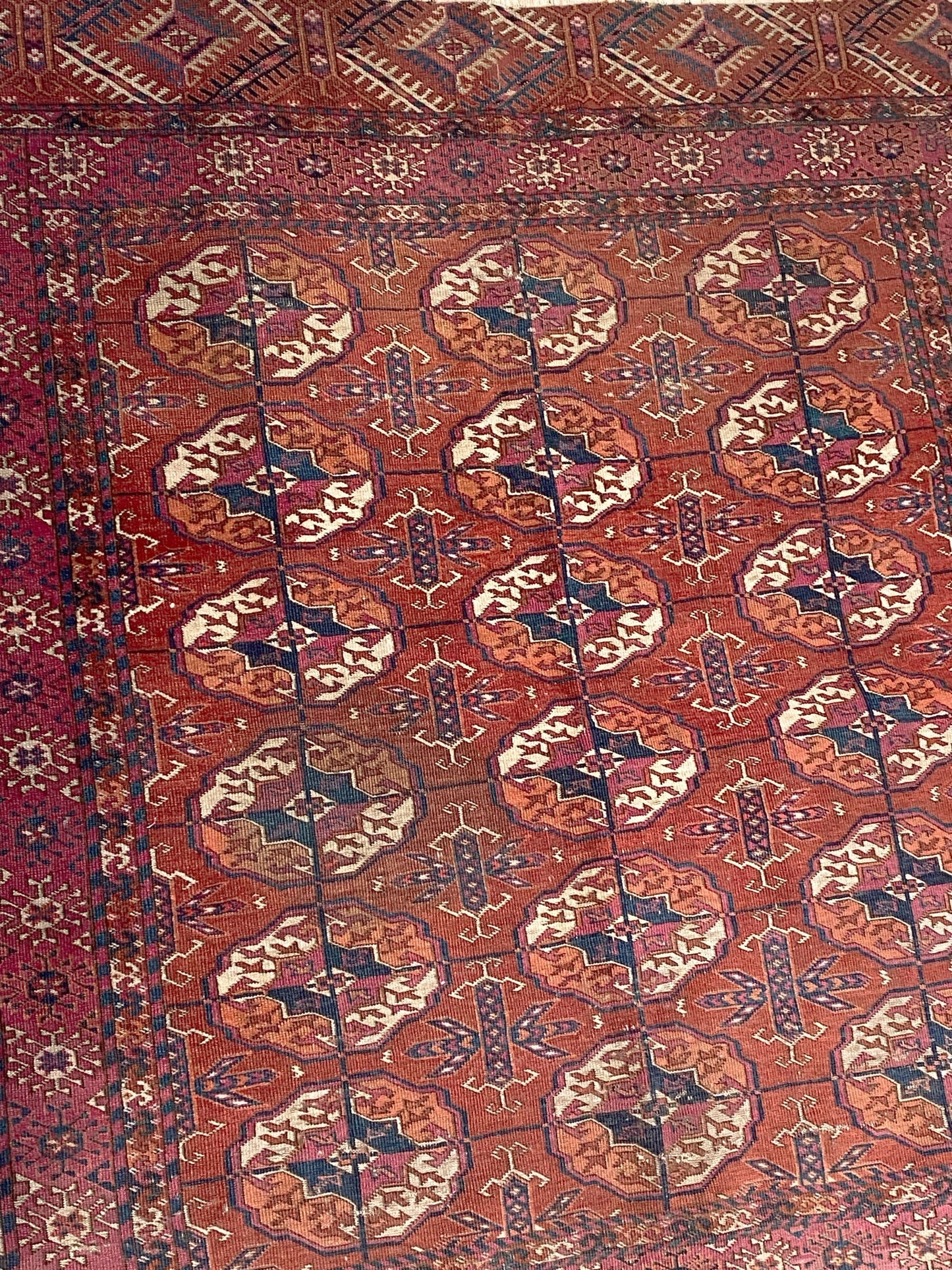 #5893 Antique circa 1900 Fine Tribal Turkmen Tekke Wool Rug 47"