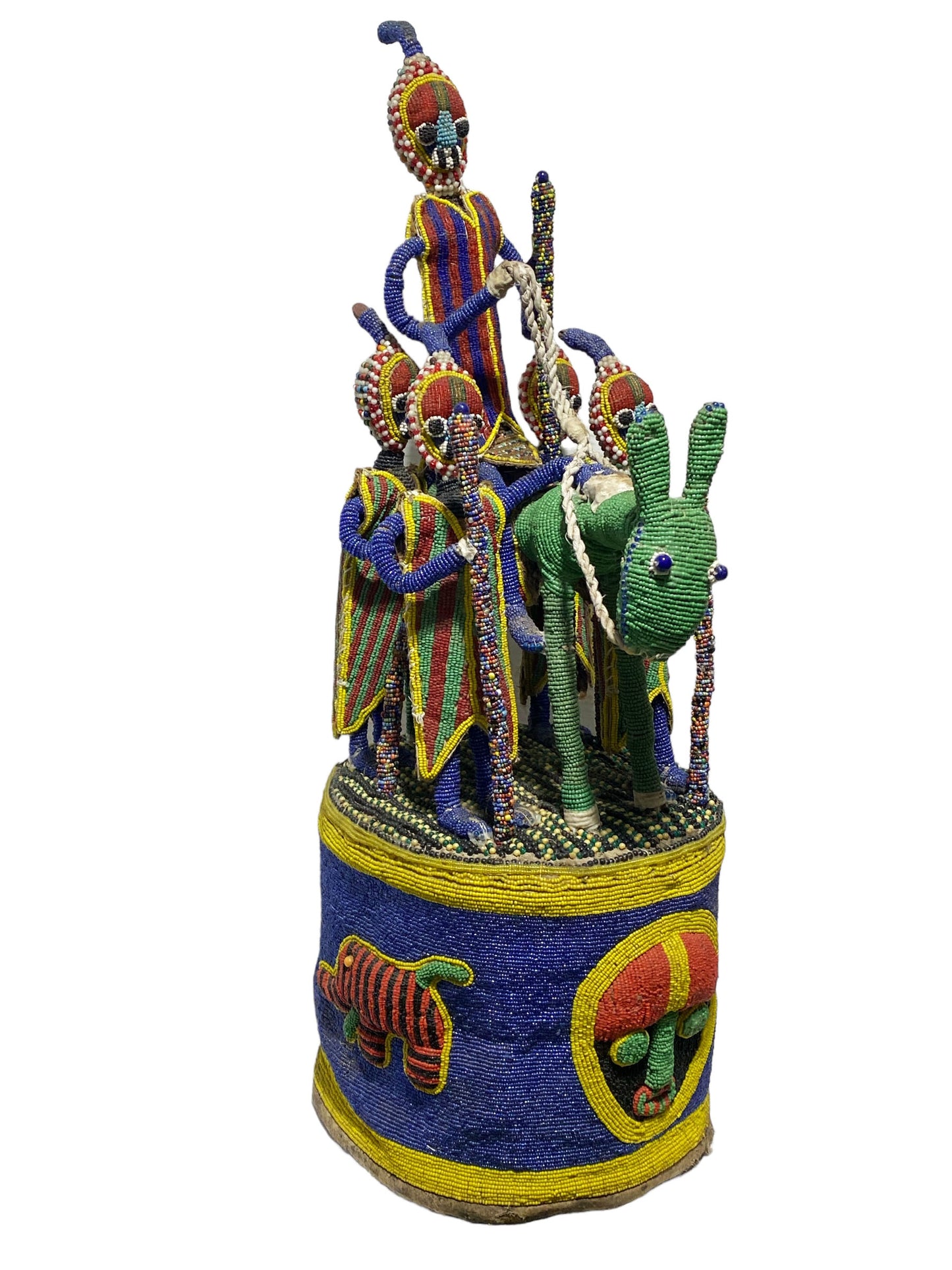 # 5938 African Large Yoruba Beaded King Crown 28" H Nigeria