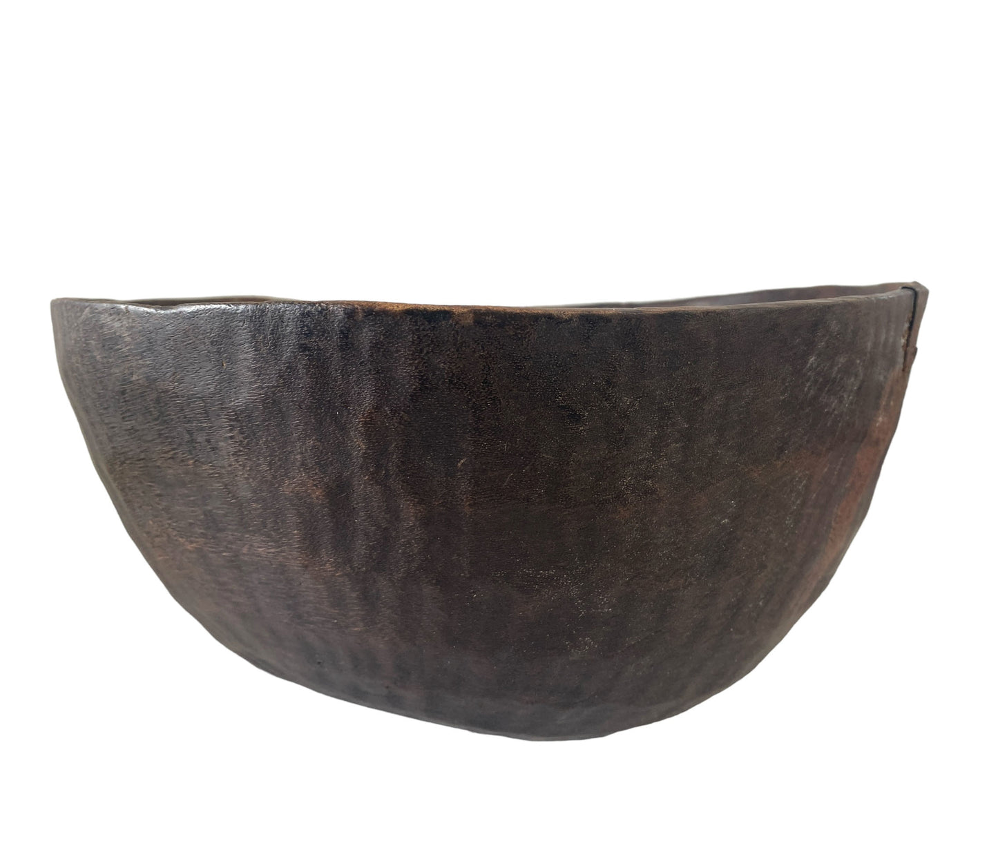 #7129 African Hausa Wooden Bowl From Niger W/Glass Beads 13.5"H