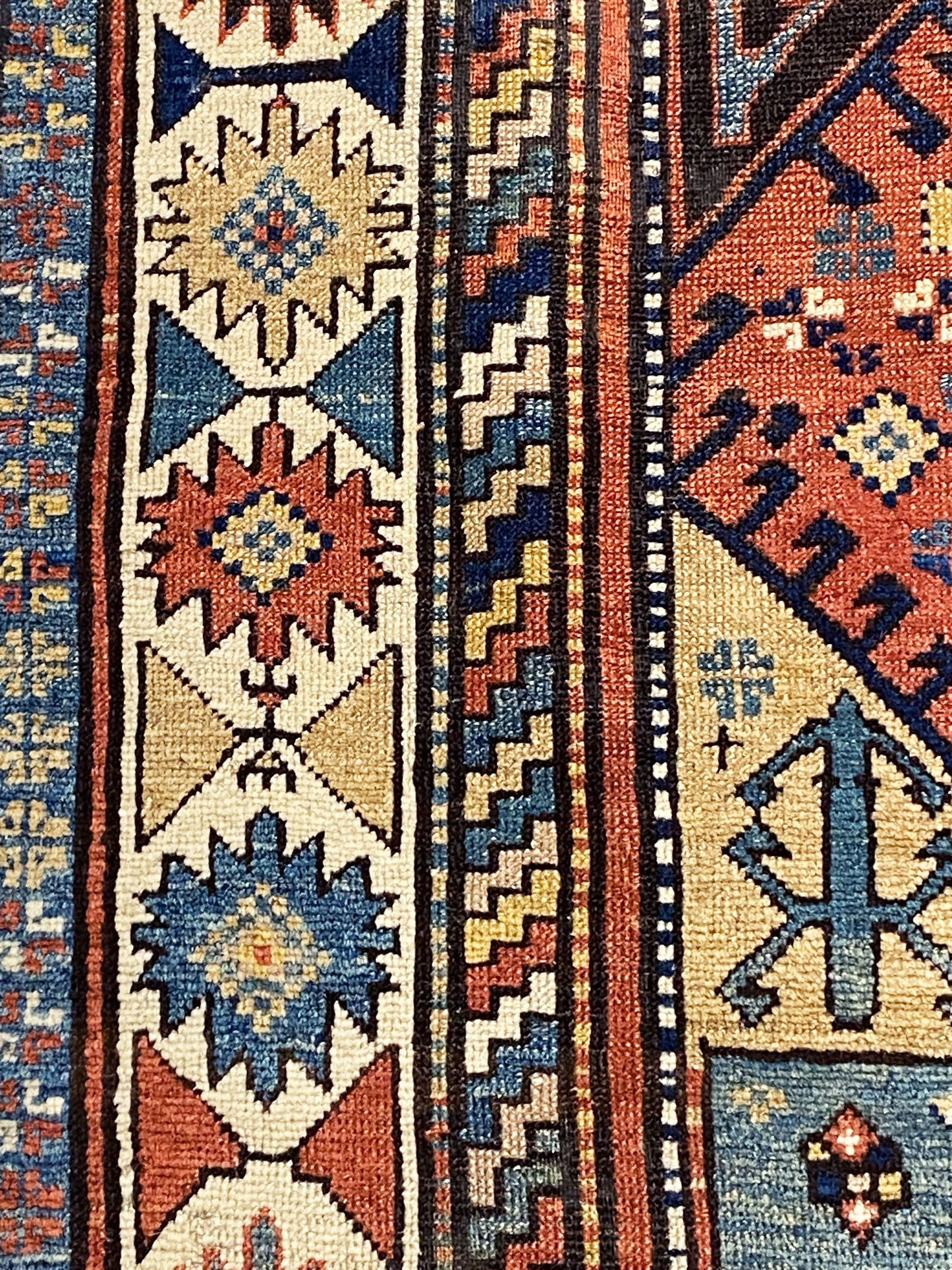 #827 Superb & Rare 19th C Antique Tribal Caucasian Star Kazak Rug 7' 10" BY 4'.10"