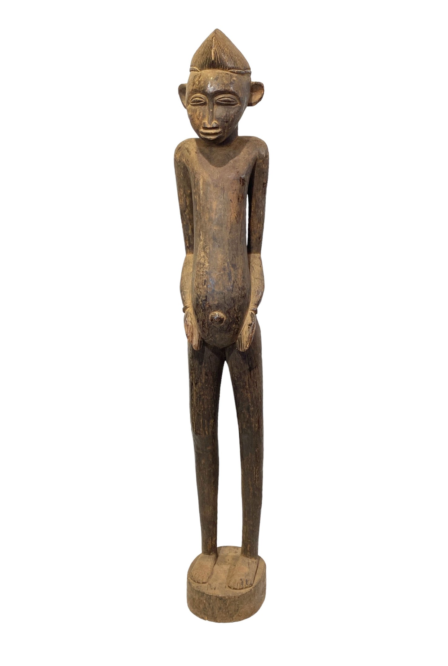 #7233 LG African Tribal Art Senufo Tyepka Standing maternity figure 58" H Côte d'Ivoire