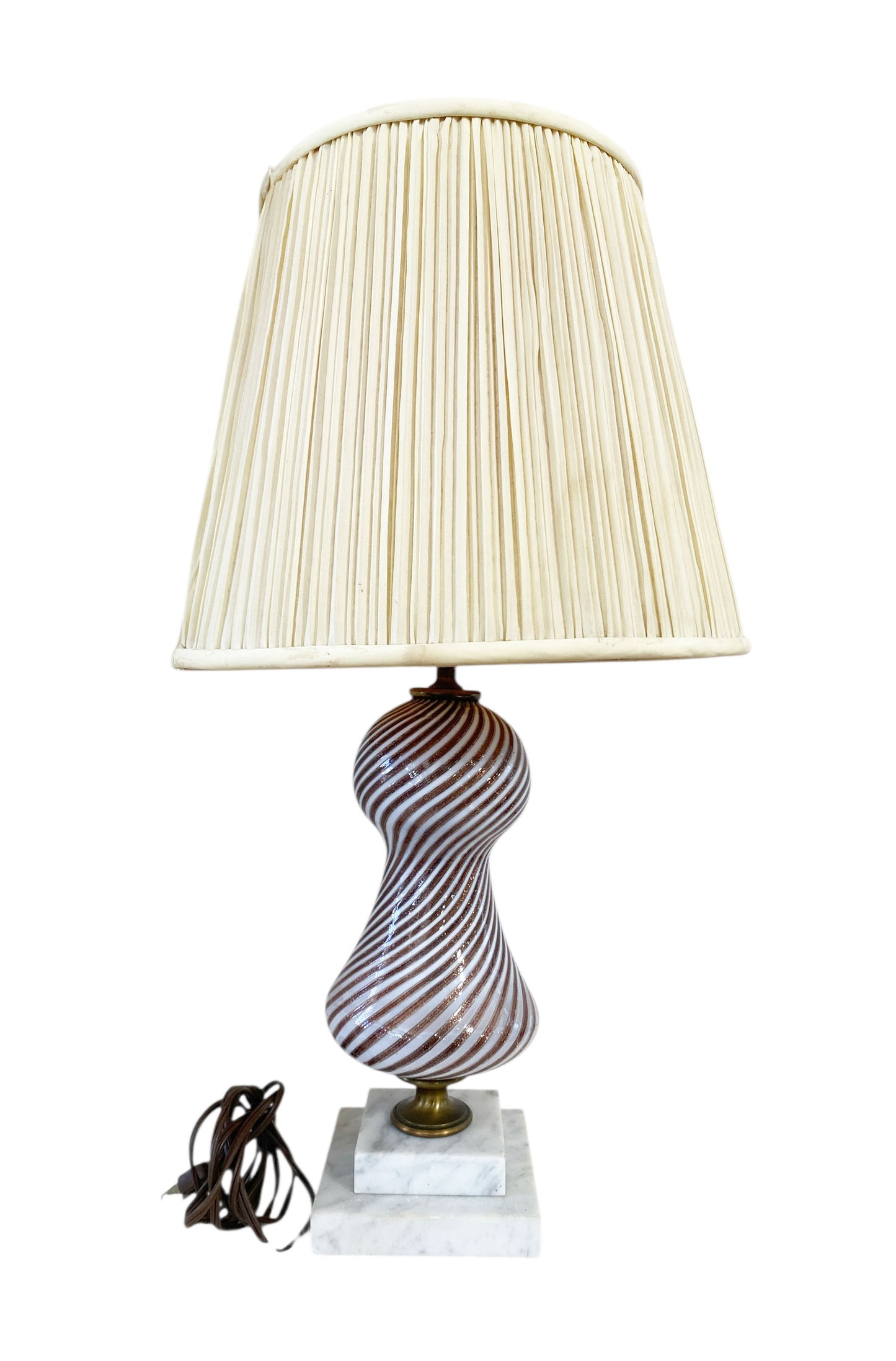 #7435 Dino Martens For Aureliano Toso Murano Mezzo Filigrana Art Glass Table Lamp