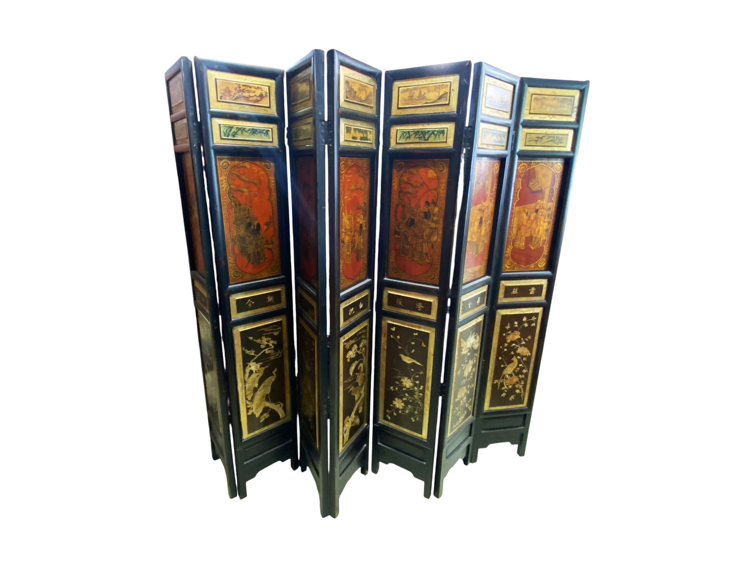 #7603/146 Early 20th Century Chinese 7 Panels Folding Screen, Room Divider