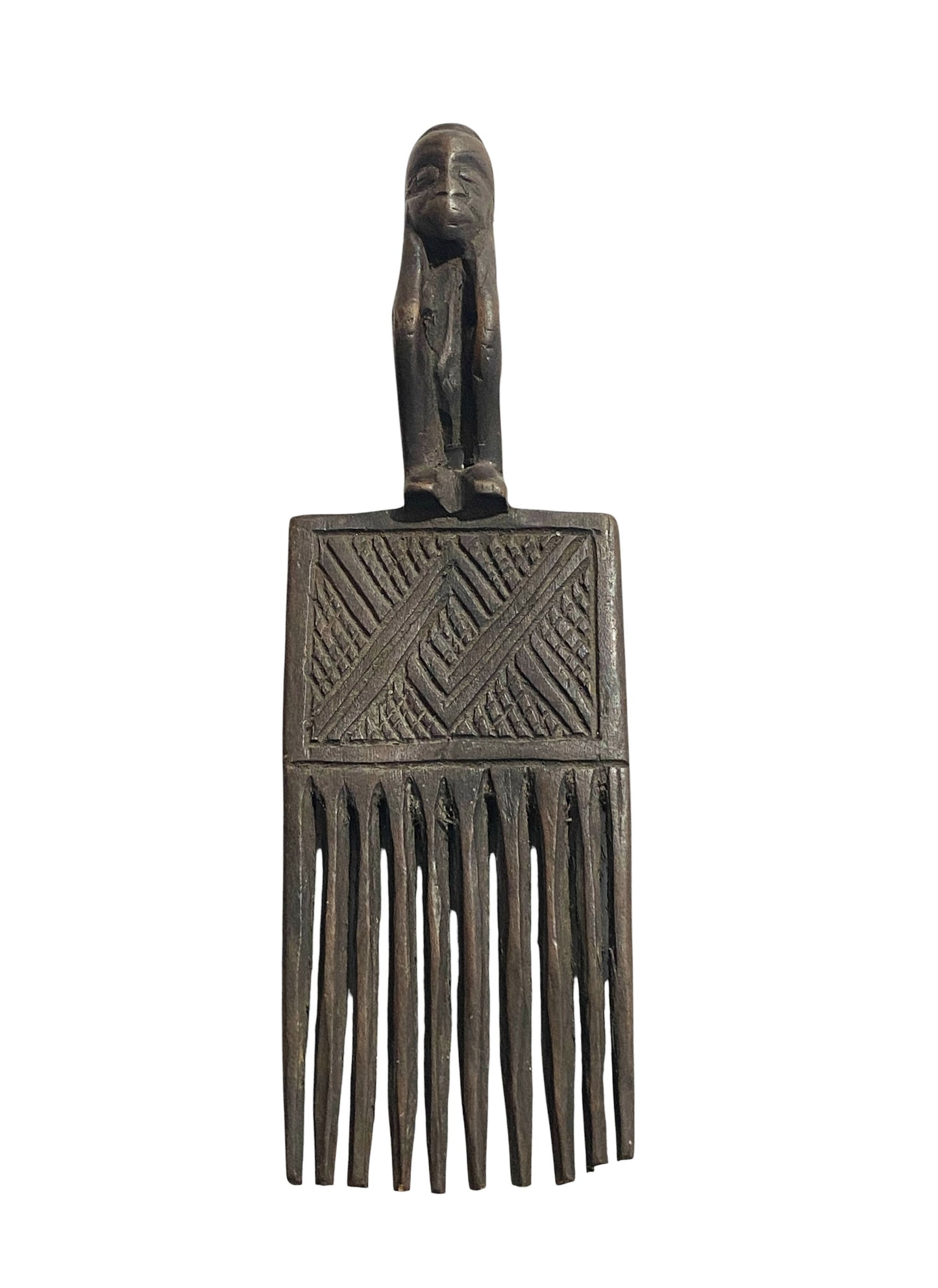 #1123Hemba Wedding Comb w/ Seating Figure Congo 8.5