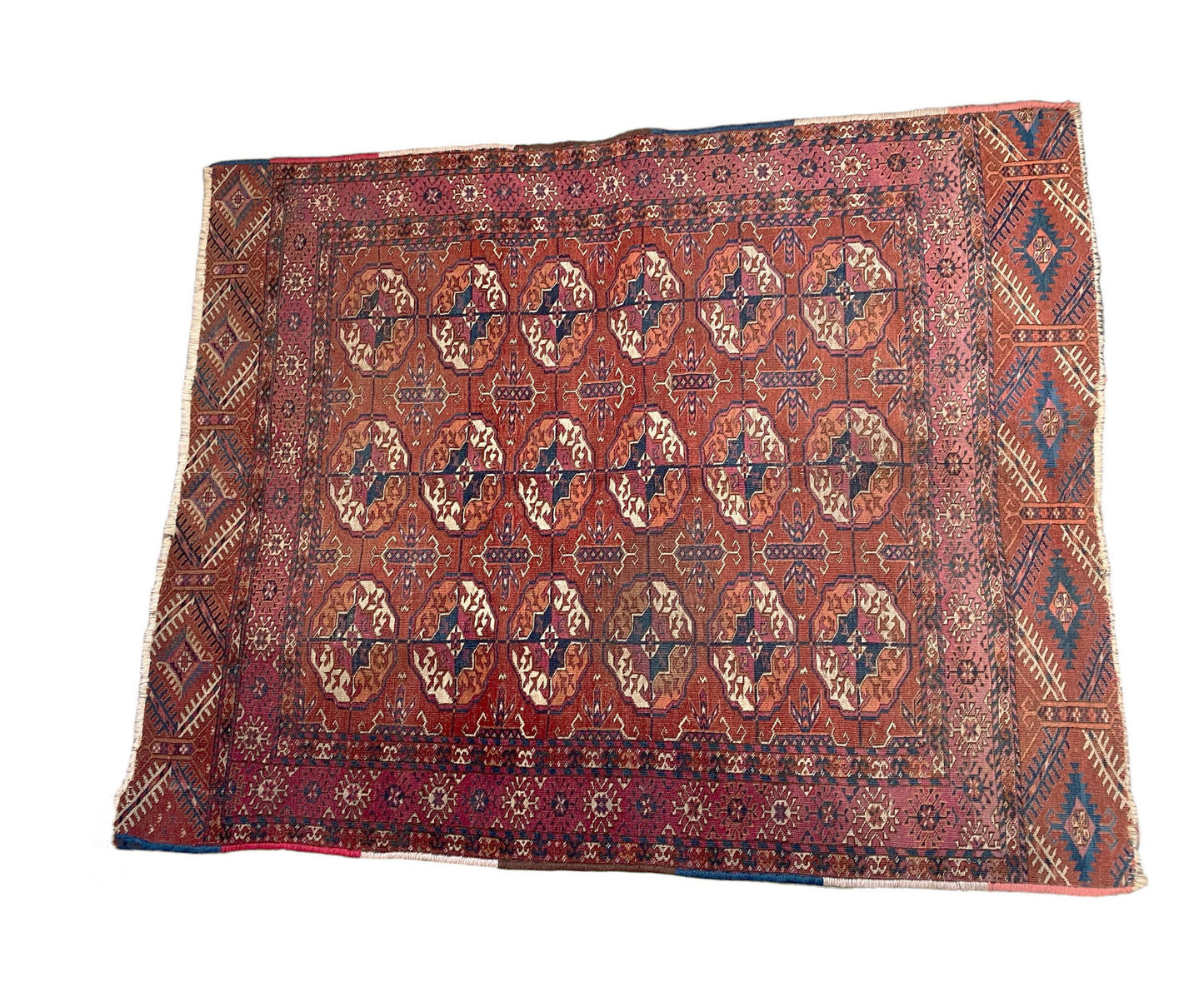 #5893 Antique circa 1900 Fine Tribal Turkmen Tekke Wool Rug 47"