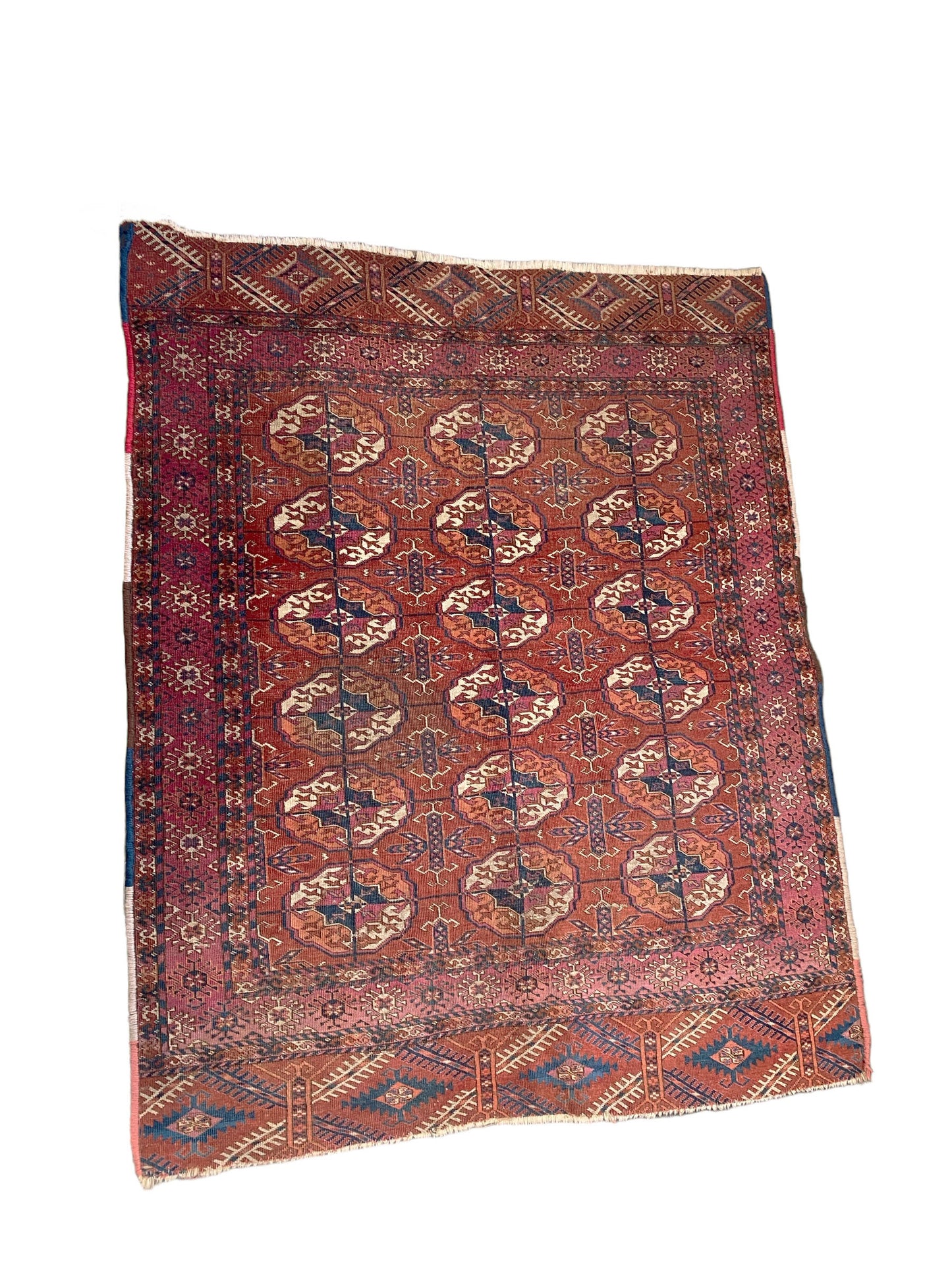 #5893 Antique circa 1900 Fine Tribal Turkmen Tekke Wool Rug 47"