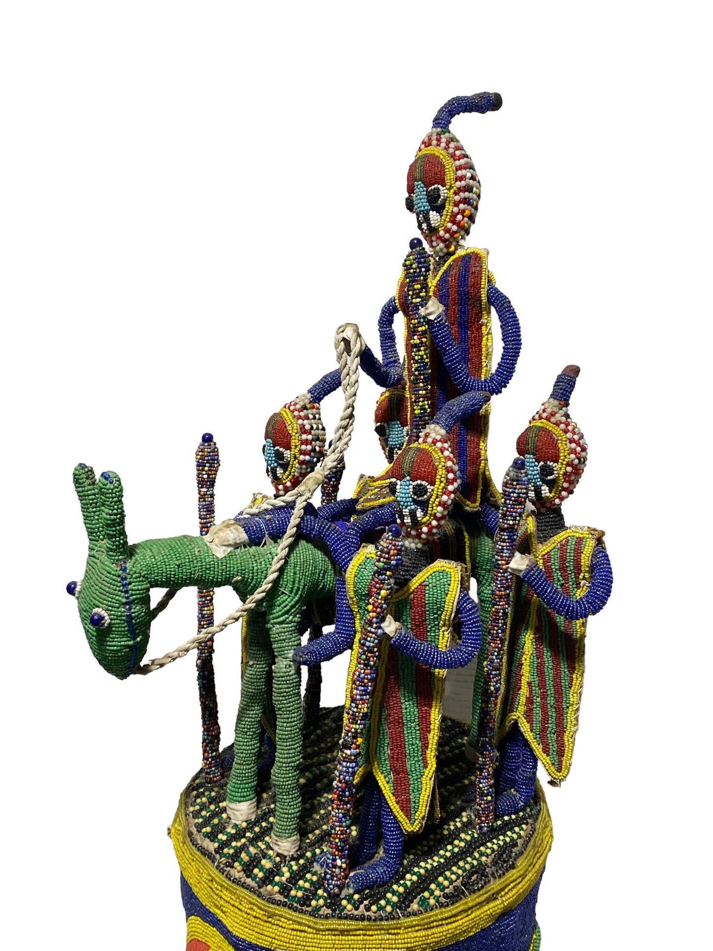 # 5938 African Large Yoruba Beaded King Crown 28" H Nigeria