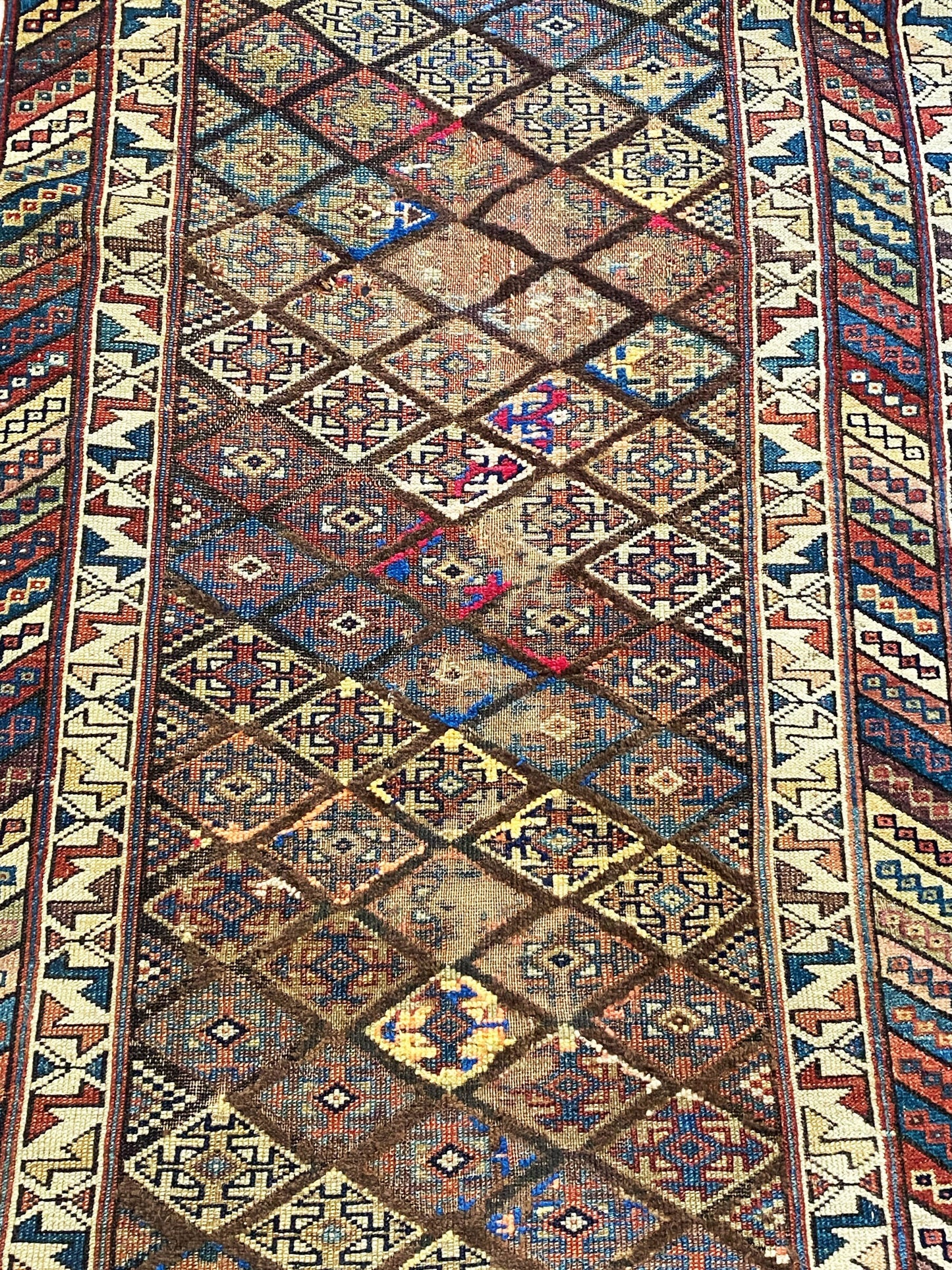 #5955 19th C Antique Caucasian Kazak Wool Hand knotted Runner