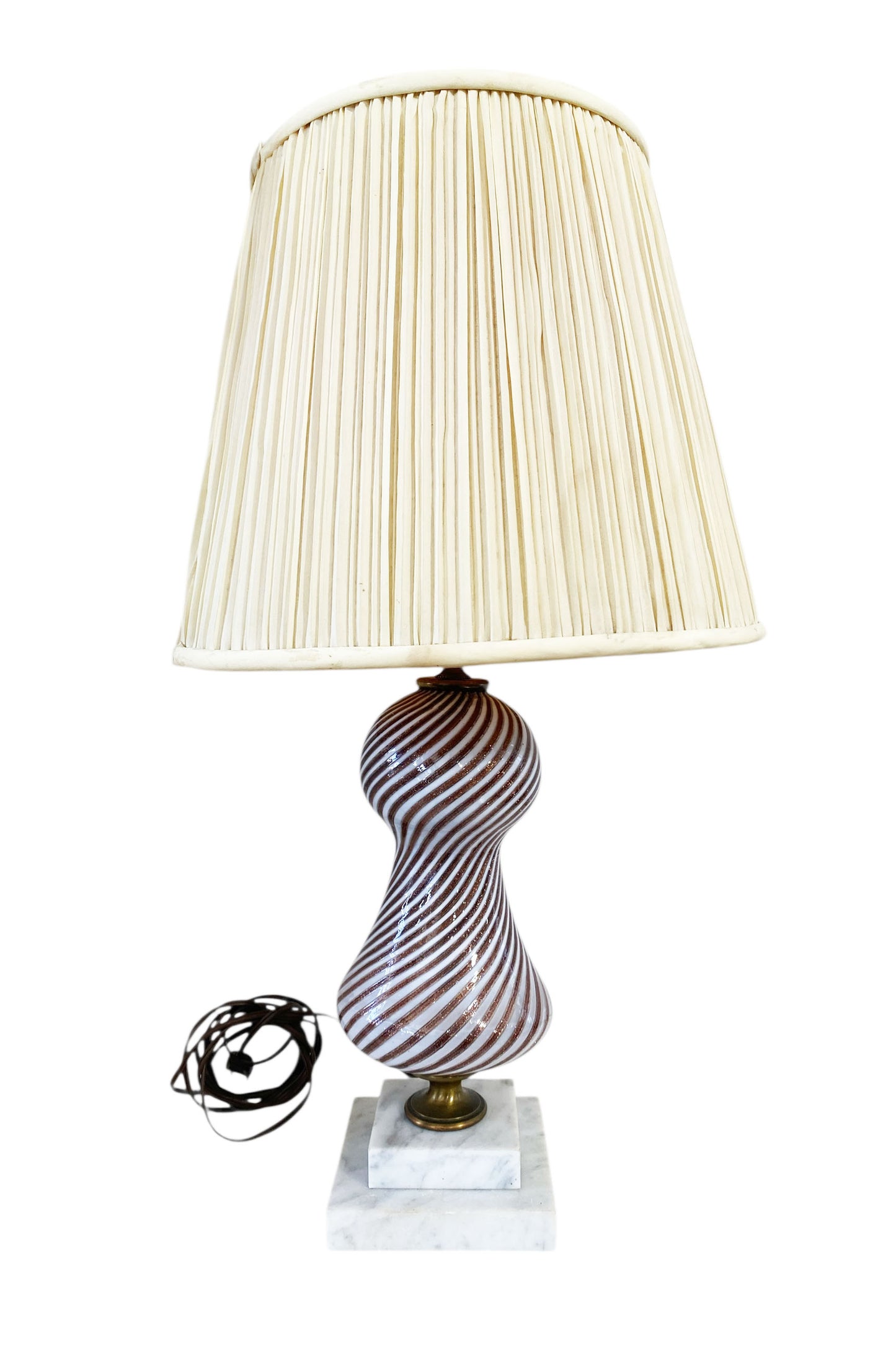 #7435 Dino Martens For Aureliano Toso Murano Mezzo Filigrana Art Glass Table Lamp