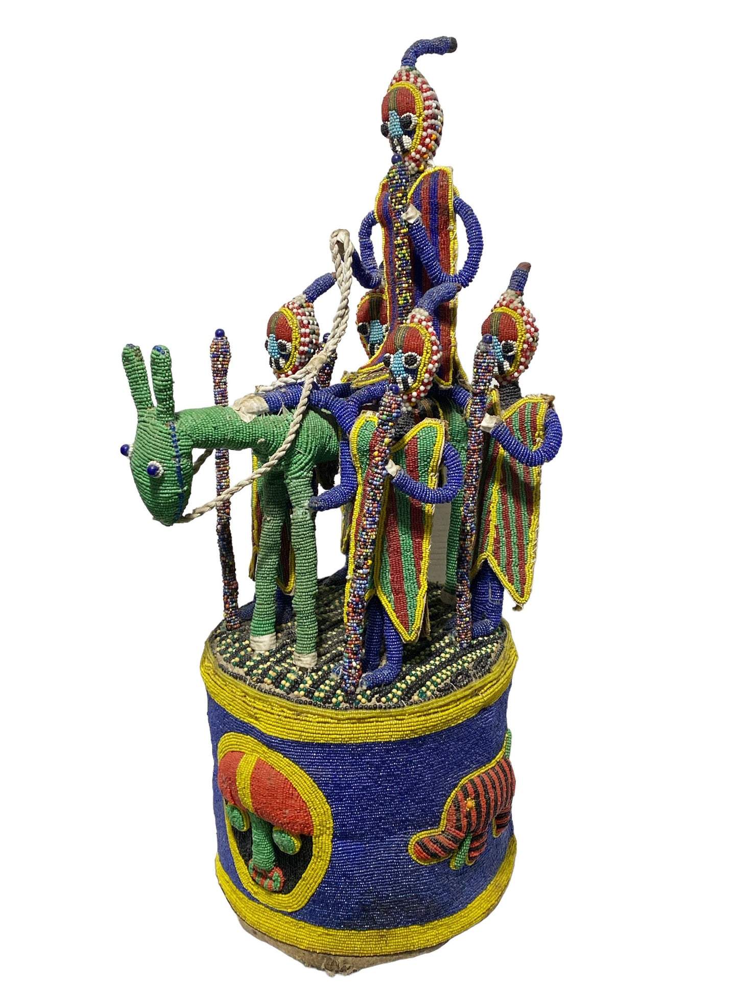# 5938 African Large Yoruba Beaded King Crown 28" H Nigeria