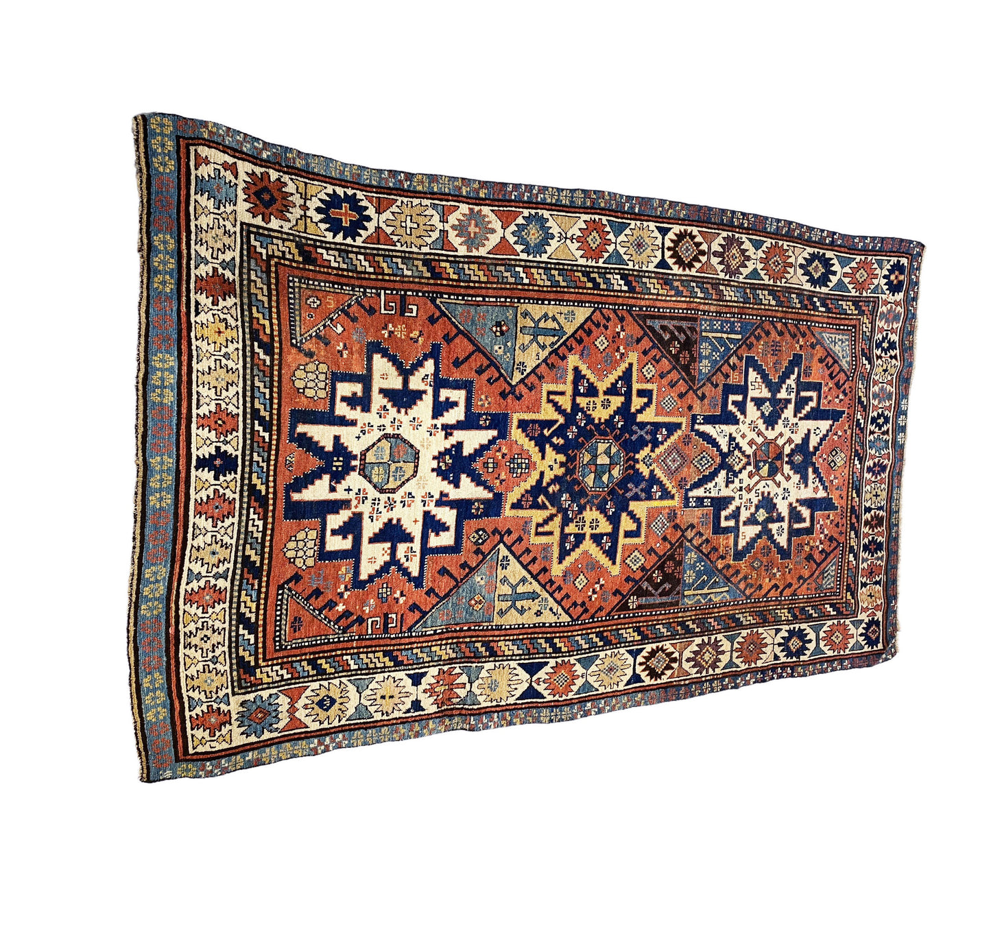 #827 Superb & Rare 19th C Antique Tribal Caucasian Star Kazak Rug 7' 10" BY 4'.10"