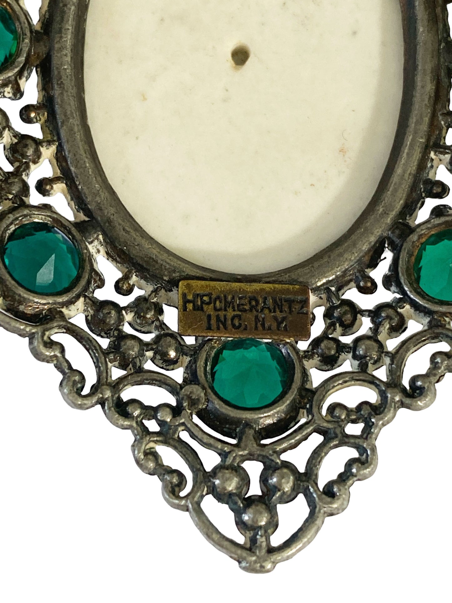 #6107 Vintage H. Pomerantz Inc N.Y. Rhinestone Big Brooch Pin 3" H