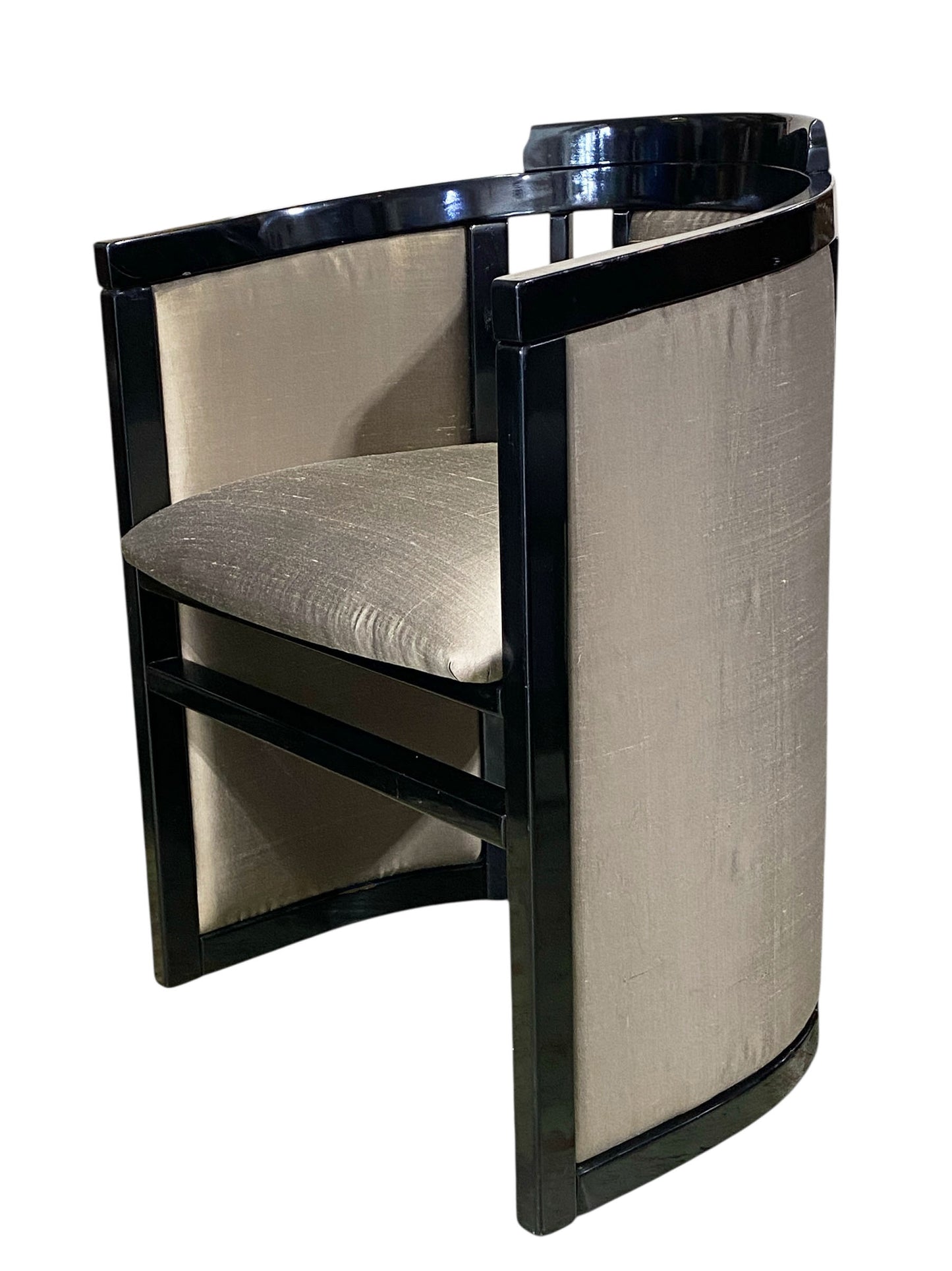 #6737 Mid Century French Art Deco Black Lacquer Wood Chair
