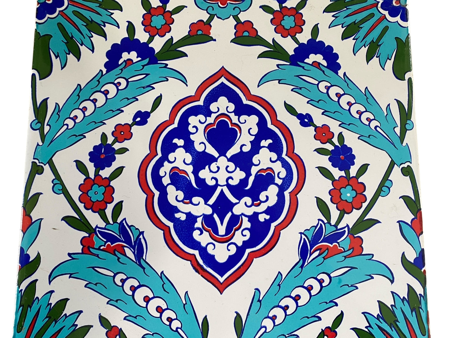 #667 Turkish Iznik Red Tulip & Blue Floral Pattern Ceramic Tile