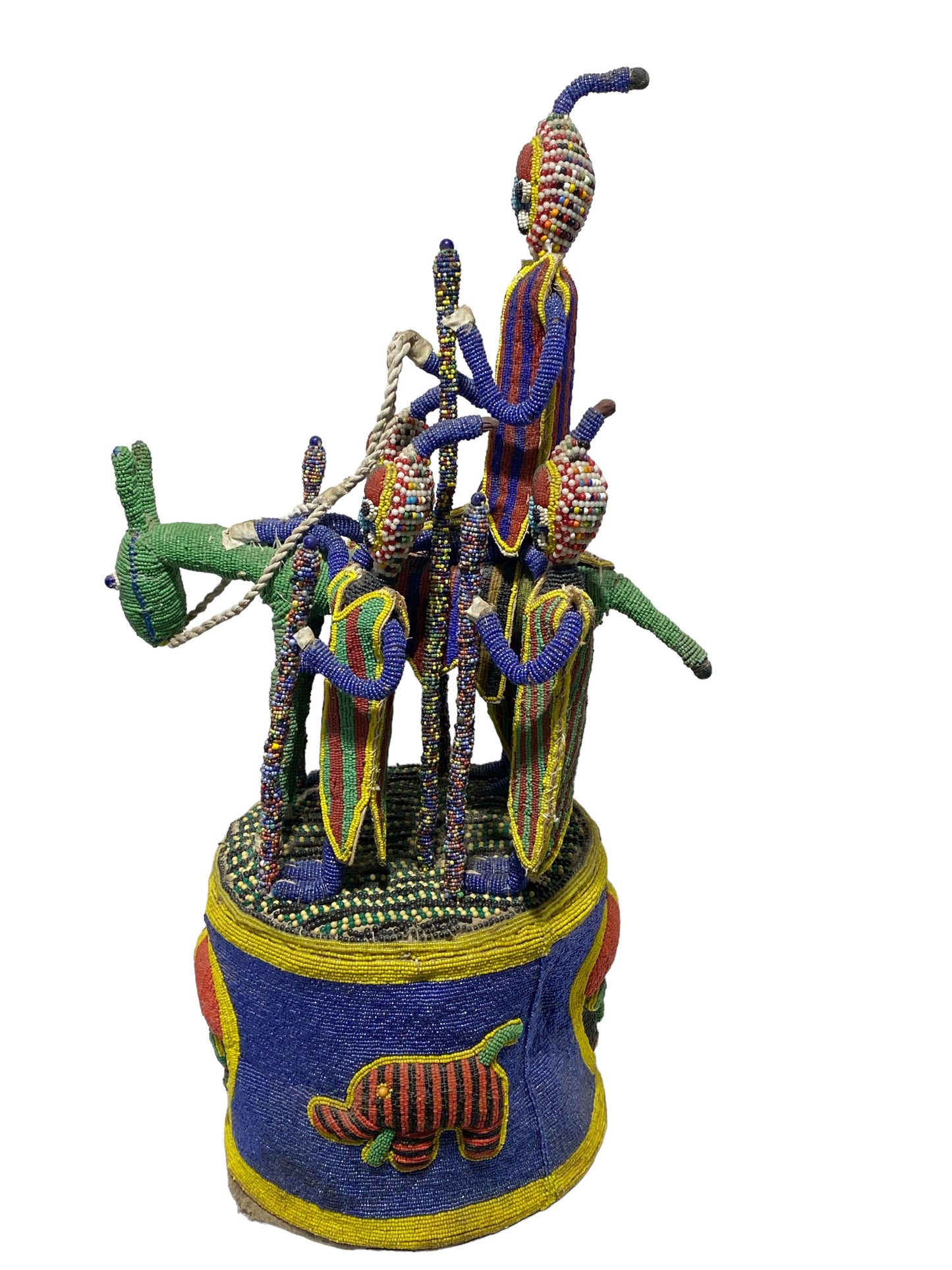# 5938 African Large Yoruba Beaded King Crown 28" H Nigeria