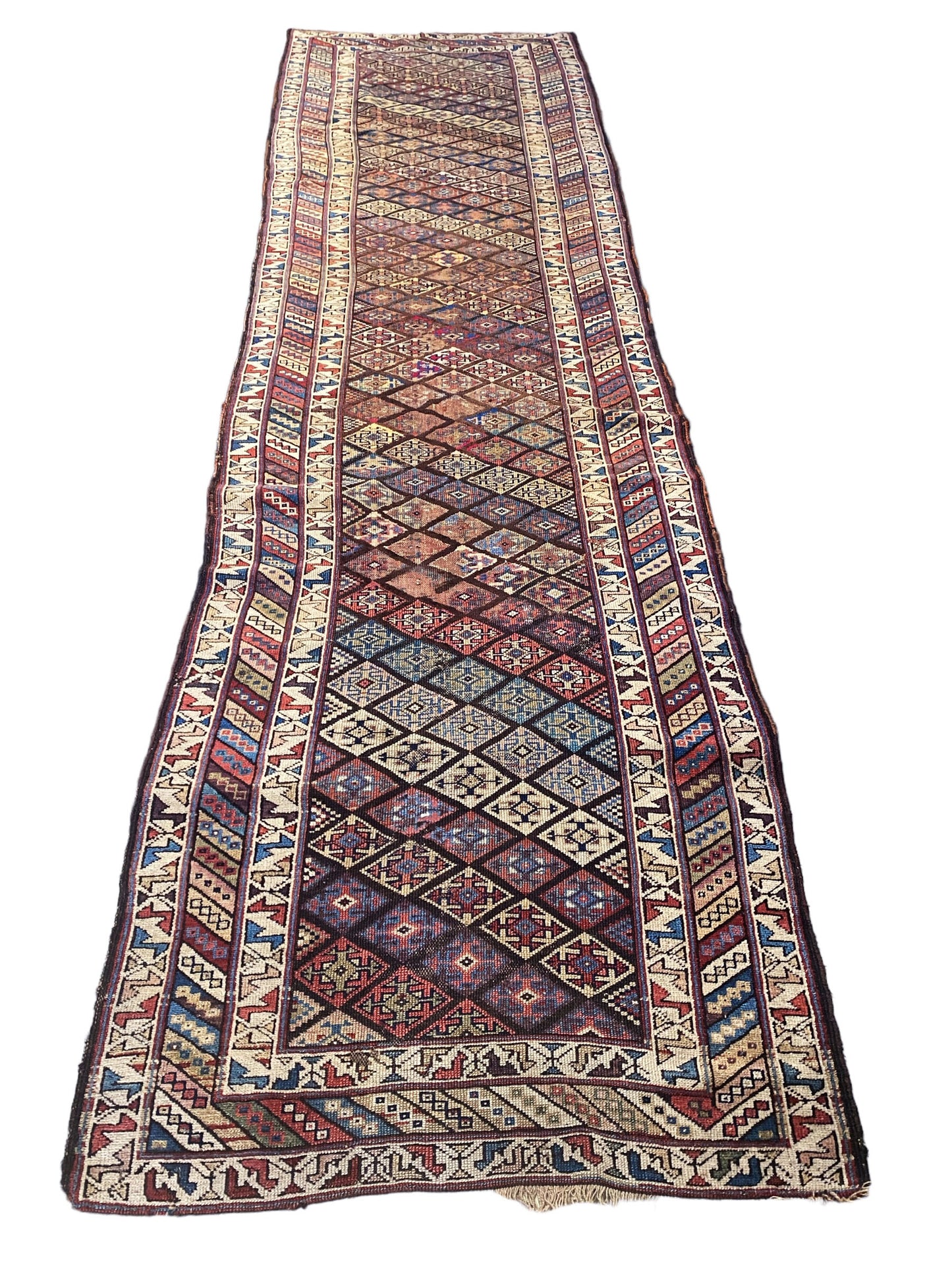 #5955 19th C Antique Caucasian Kazak Wool Hand knotted Runner