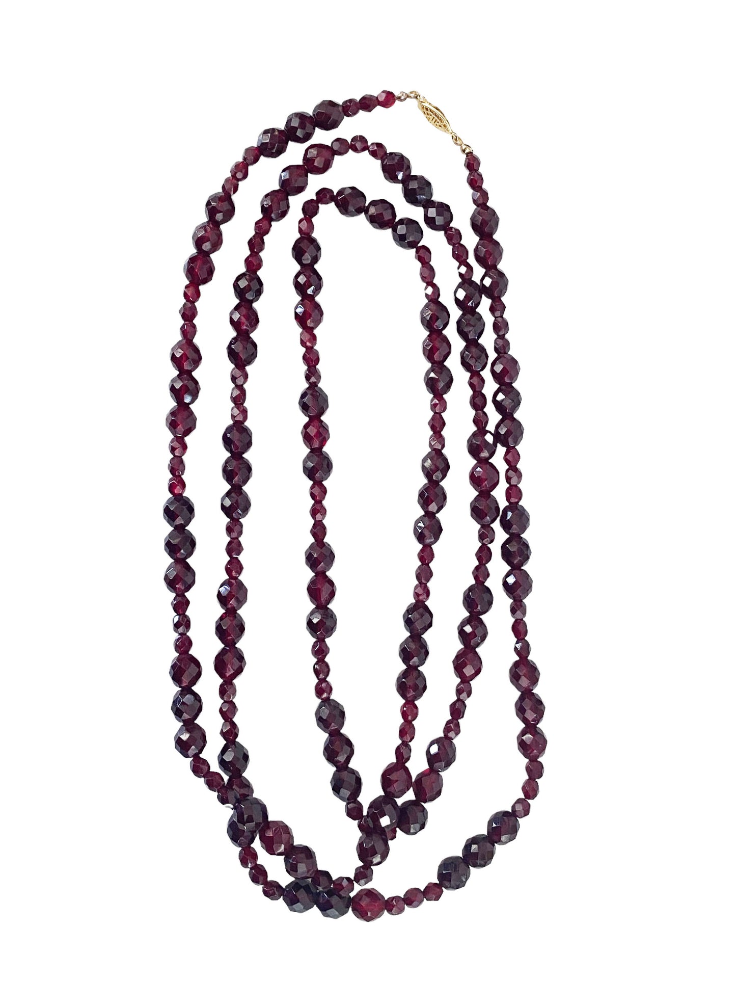 #7242 Vintage Bohemian Czech Faceted  Glass Beads Necklace 29" H