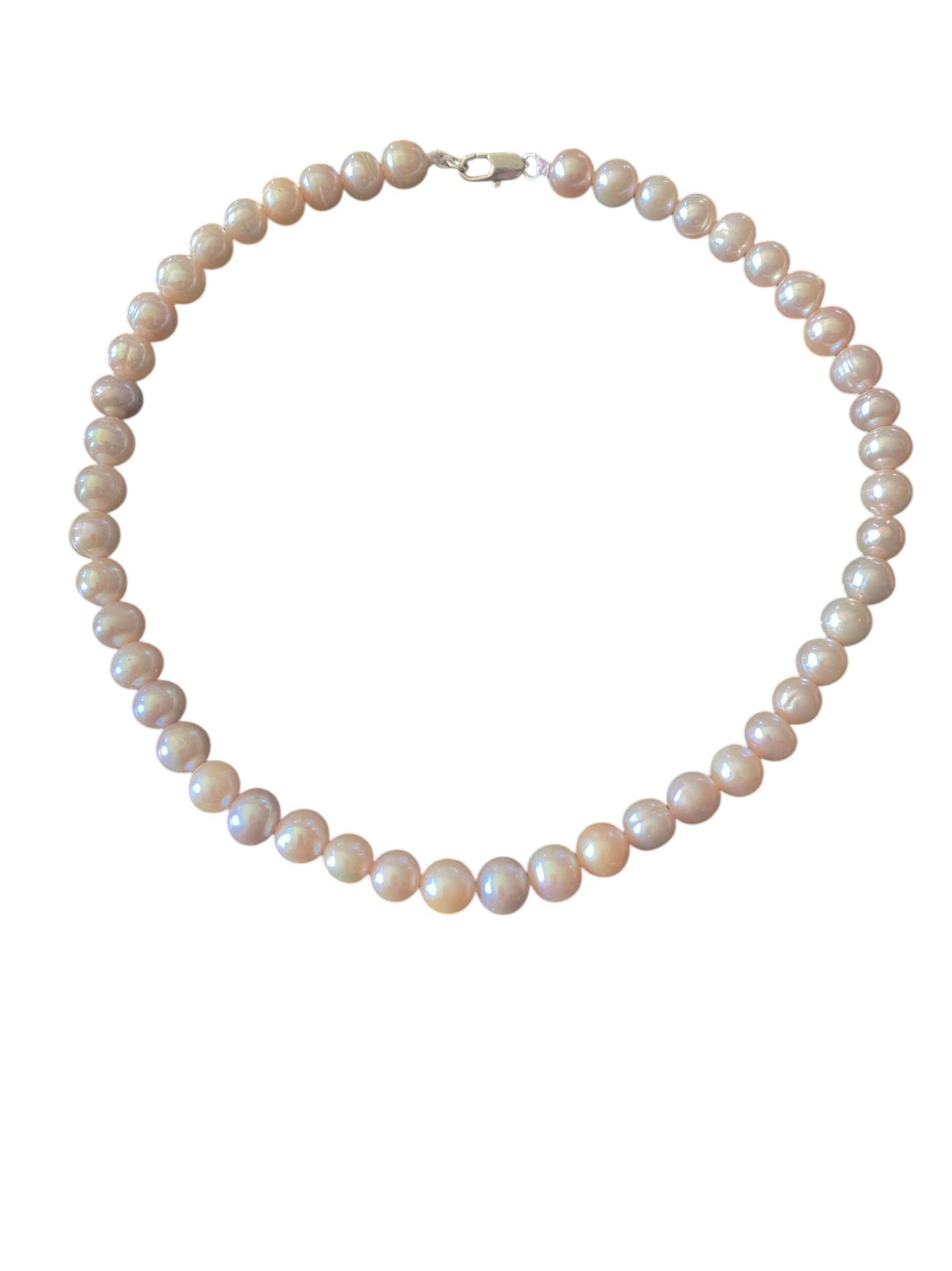 #6322 Genuine Pinkish /grayish Pearl Necklace Cultured Freshwater 17" long