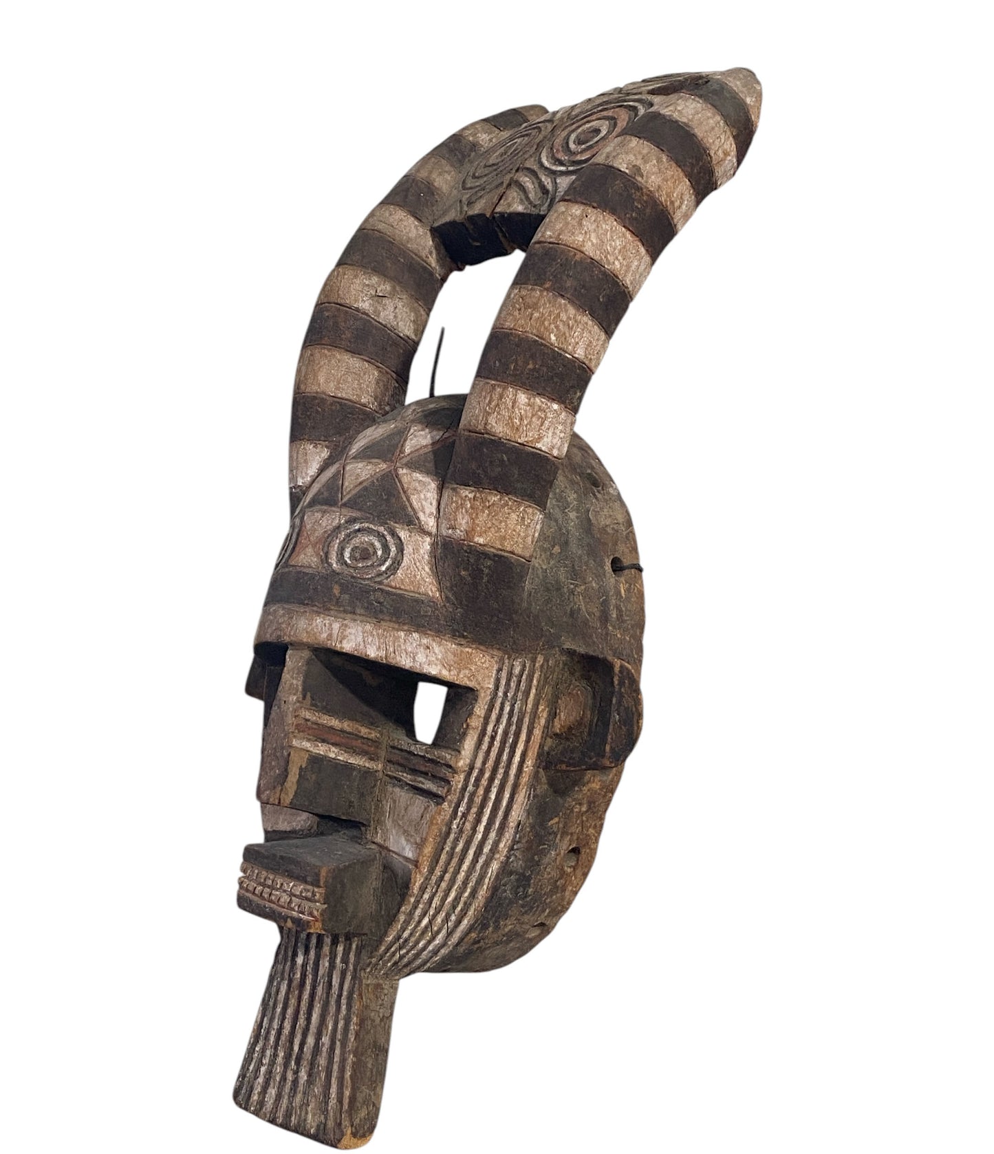 #766 Rare African Old Bobo Mask Helmet Burkina Faso 26.25" H w/ stand