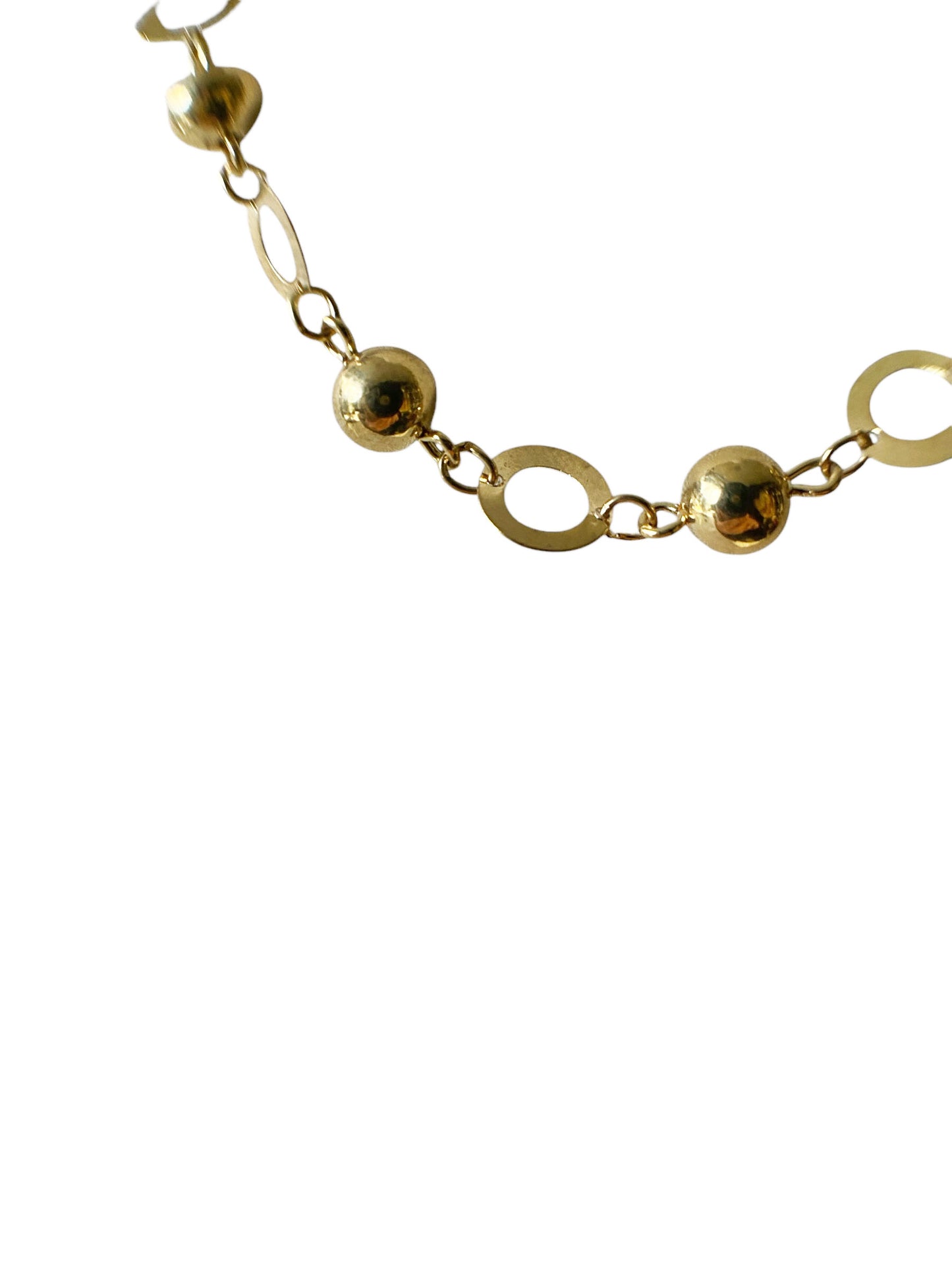 #6429 Vintage Necklace Gold Tone Ball Chain Link